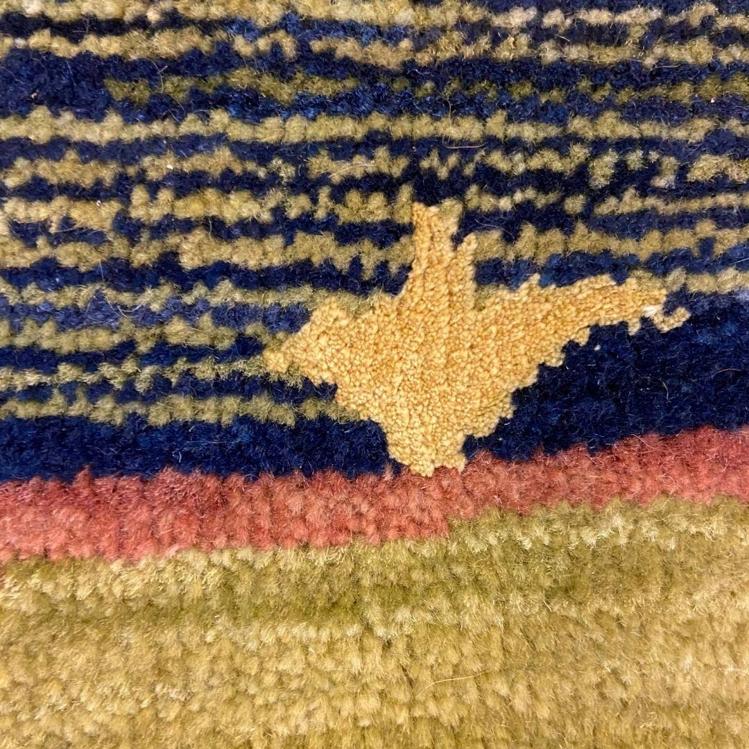 Vegetable Dyed Arts & Crafts Persian Wool Rug in Cream with Blue, Green & Gold Accents, 2' x 3' For Sale