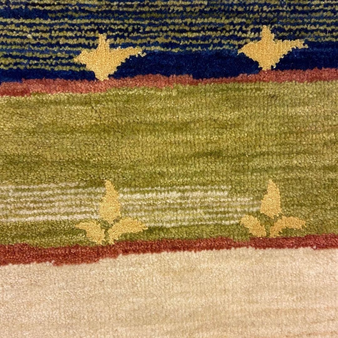 Arts & Crafts Persian Wool Rug in Cream with Blue, Green & Gold Accents, 2' x 3' For Sale 1