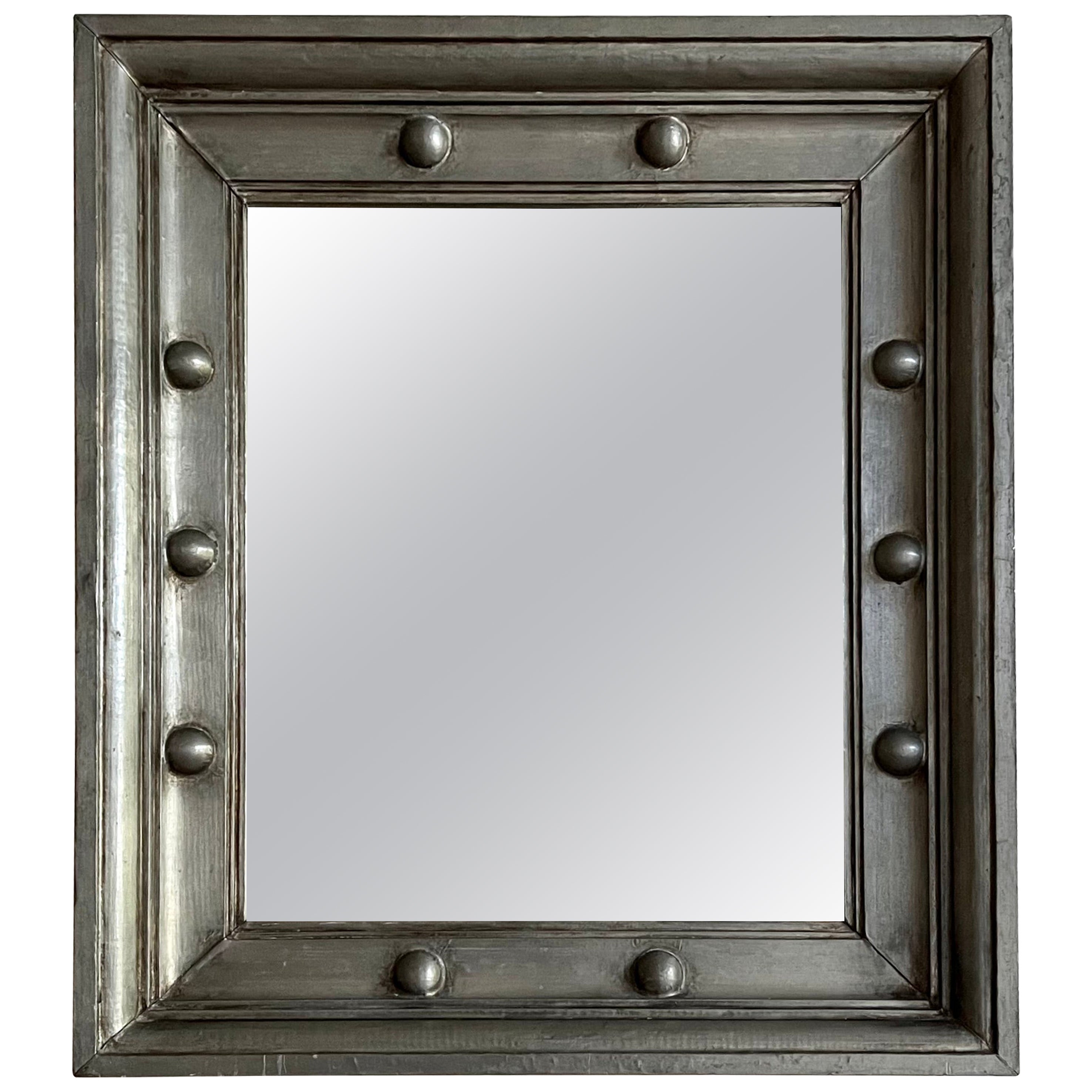 Arts & Crafts pewter framed wall mirror