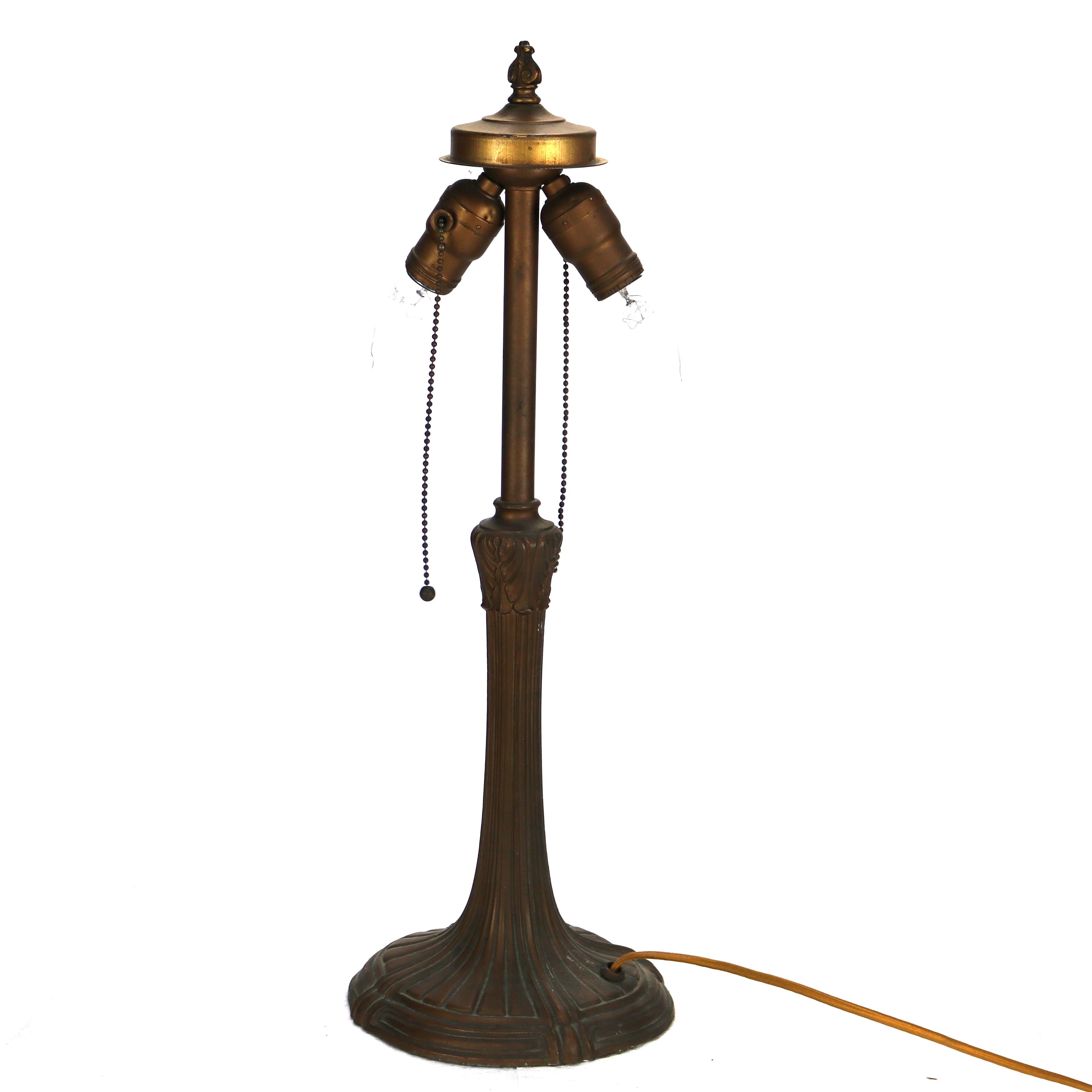 Lampe de scène de paysage de l'école Phoenix peinte à l'envers en verre texturé en vente 3