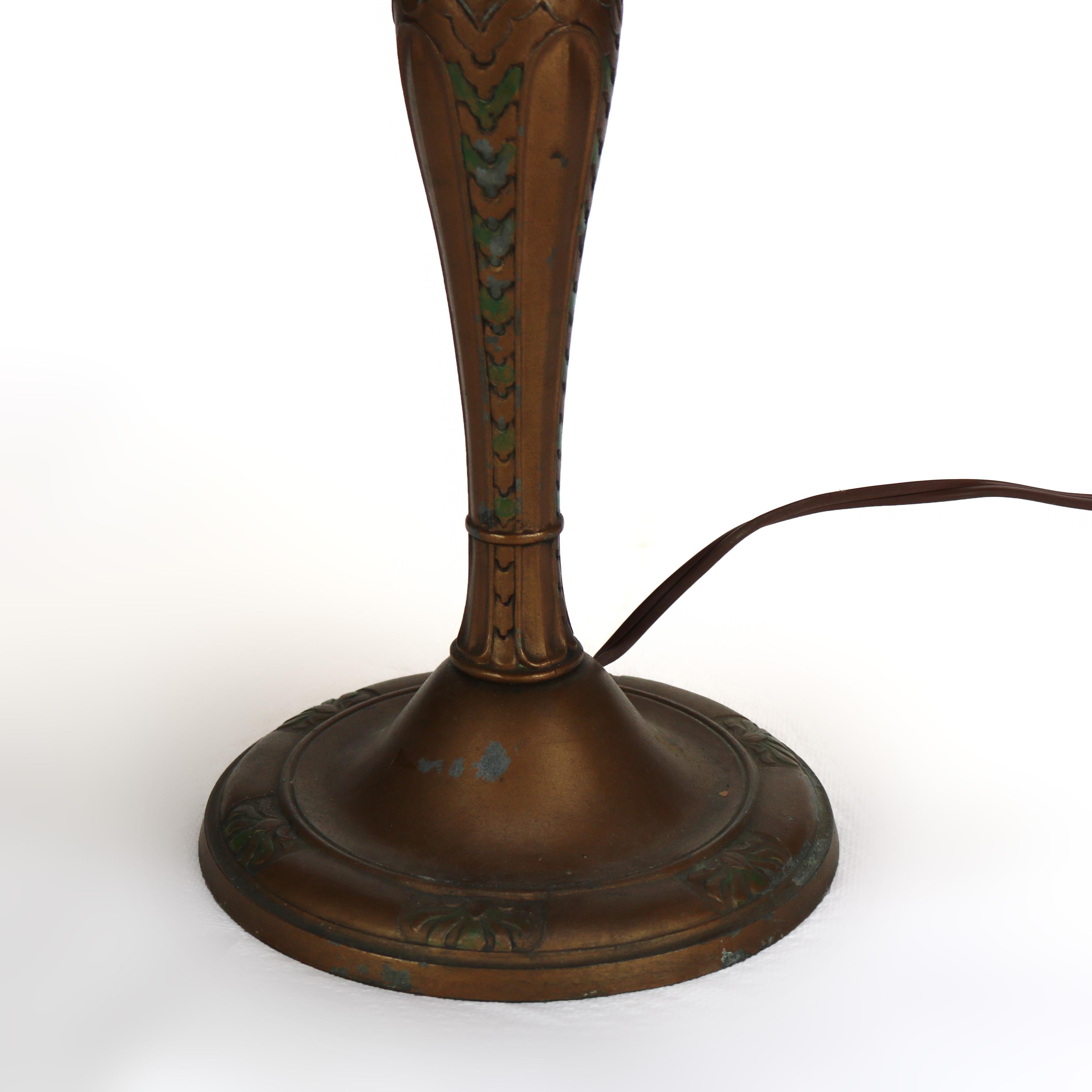 Arts and Crafts Arts & Crafts Phoenix School Reverse Painted Textured Glass Landscape Scene Lamp