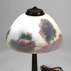 Arts & Crafts Pittsburg School Reverse Painted Landscape Table Lamp c1920