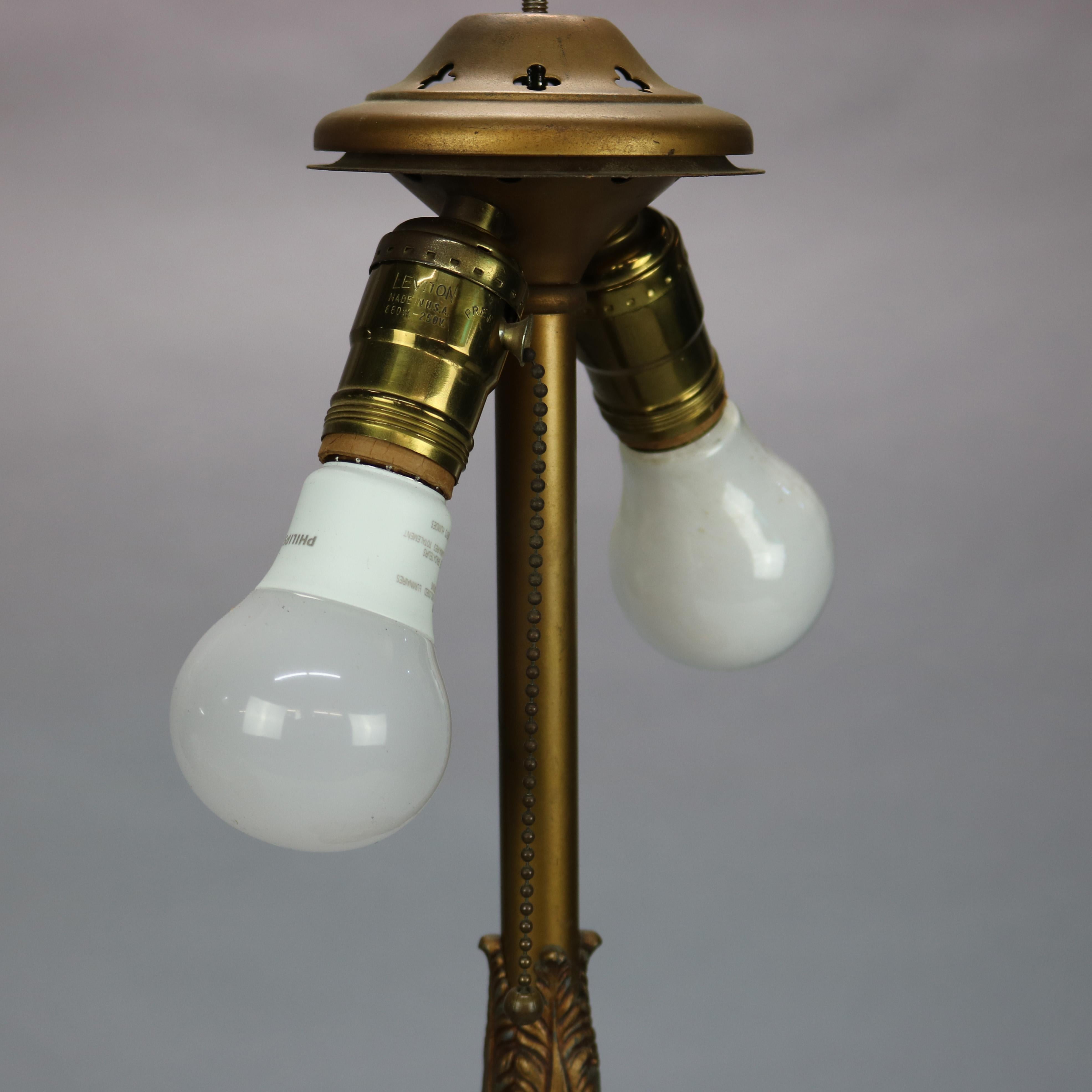 Arts & Crafts Pittsburgh Lamp Base with Mosaic Leaded Glass Shade, c 1910 3