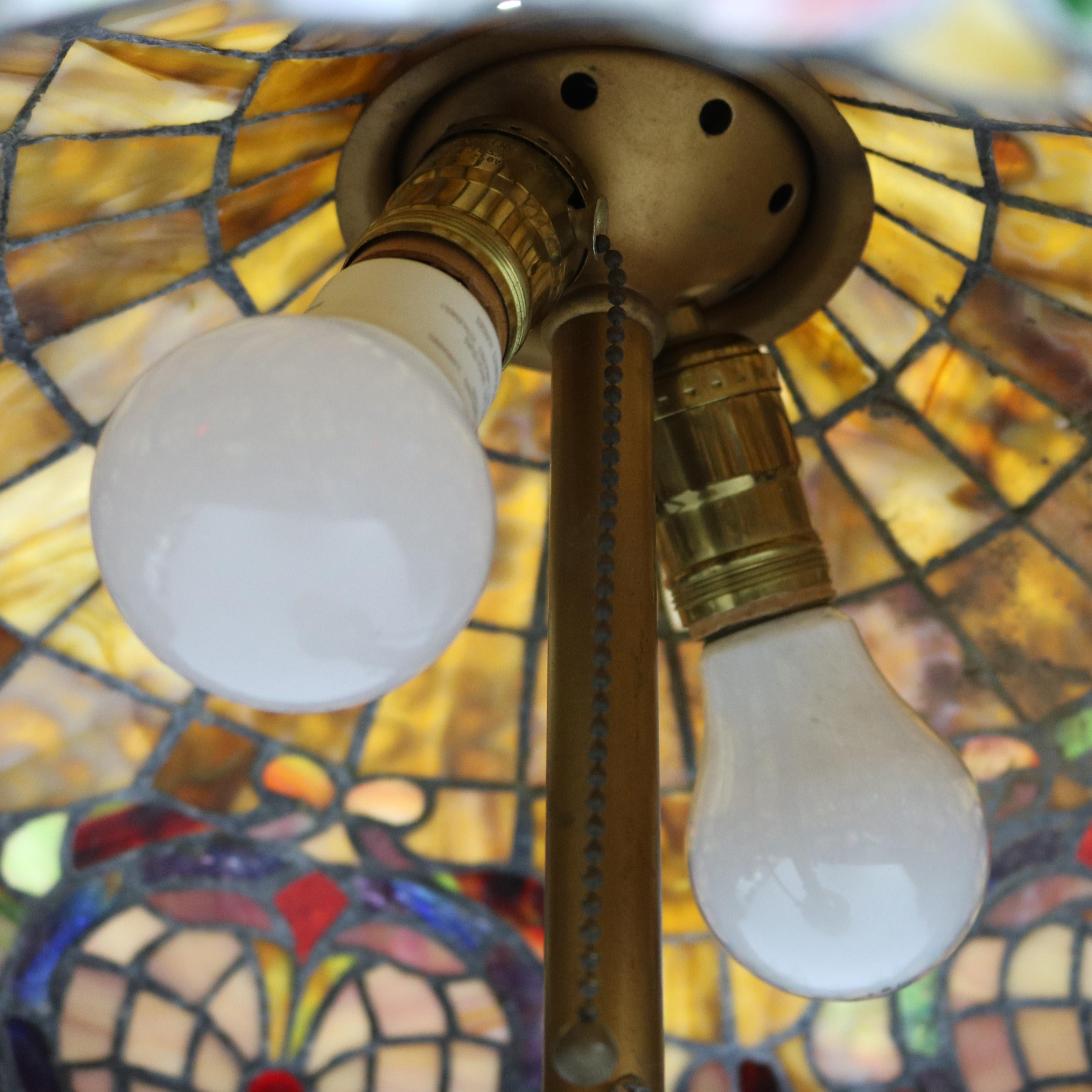 Arts & Crafts Pittsburgh Lamp Base with Mosaic Leaded Glass Shade, c 1910 4