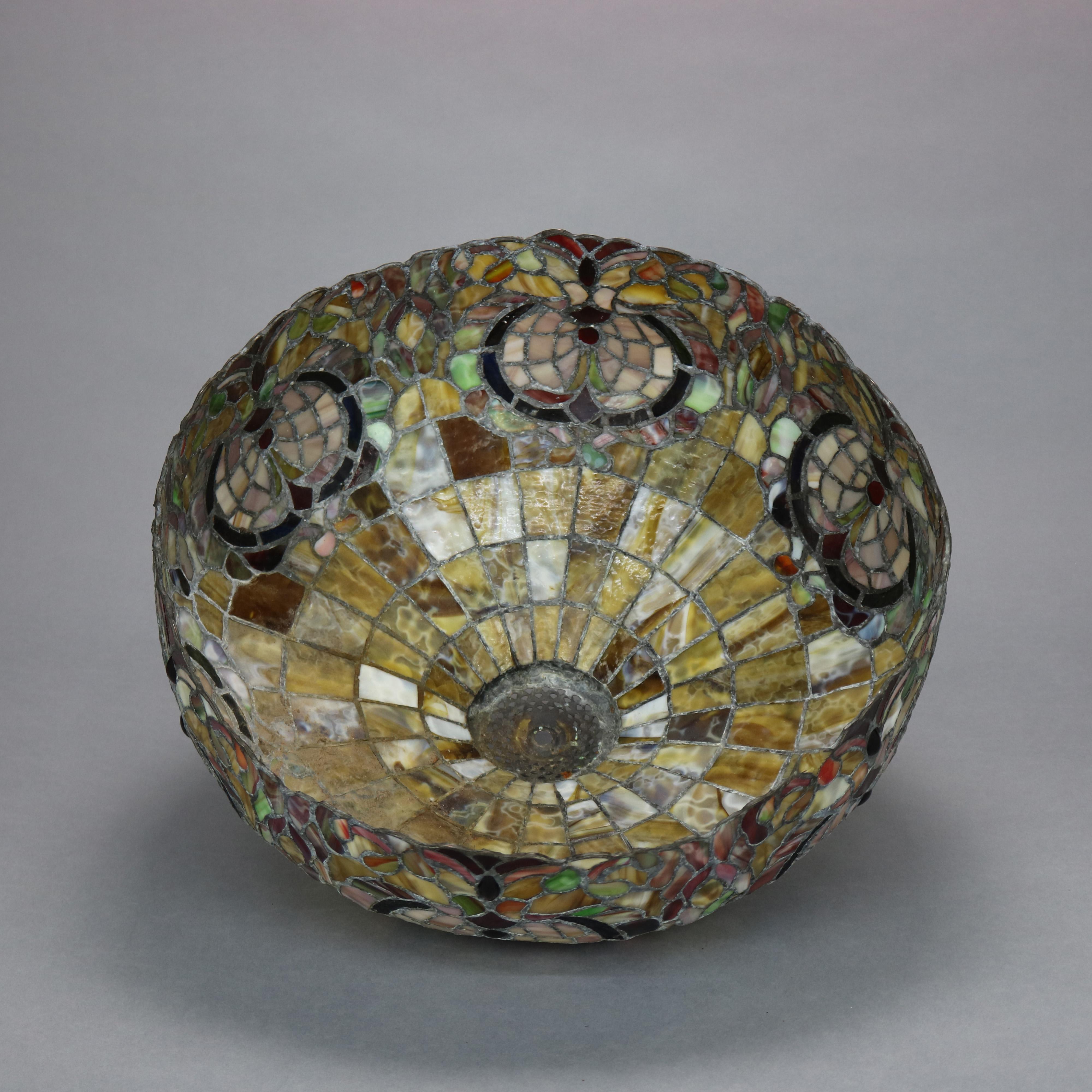 Arts & Crafts Pittsburgh Lamp Base with Mosaic Leaded Glass Shade, c 1910 5