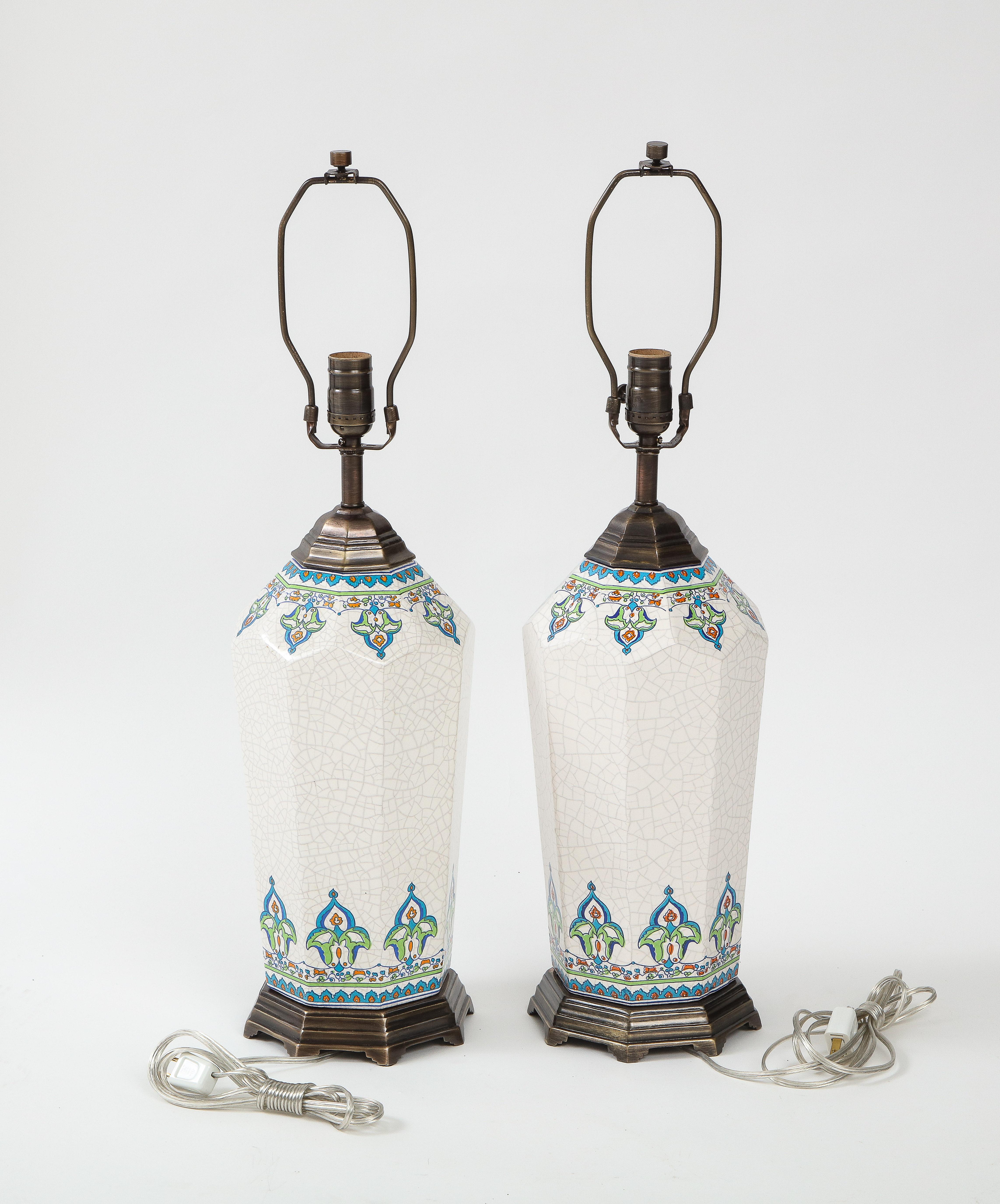 Arts & Crafts Porcelain Lamps In Good Condition For Sale In New York, NY