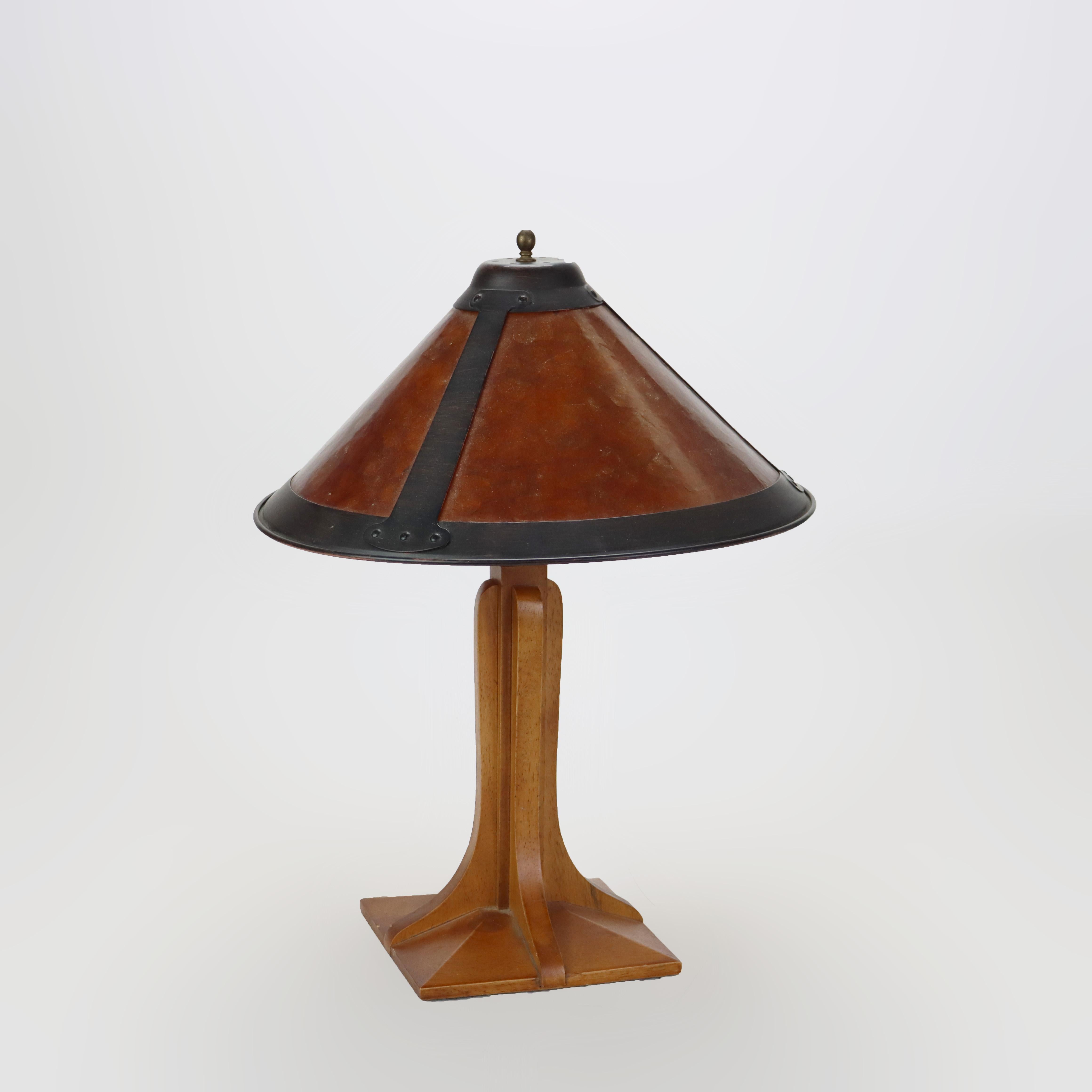 Arts & Crafts Prairie School Lámpara de mesa 20thC Roble en venta