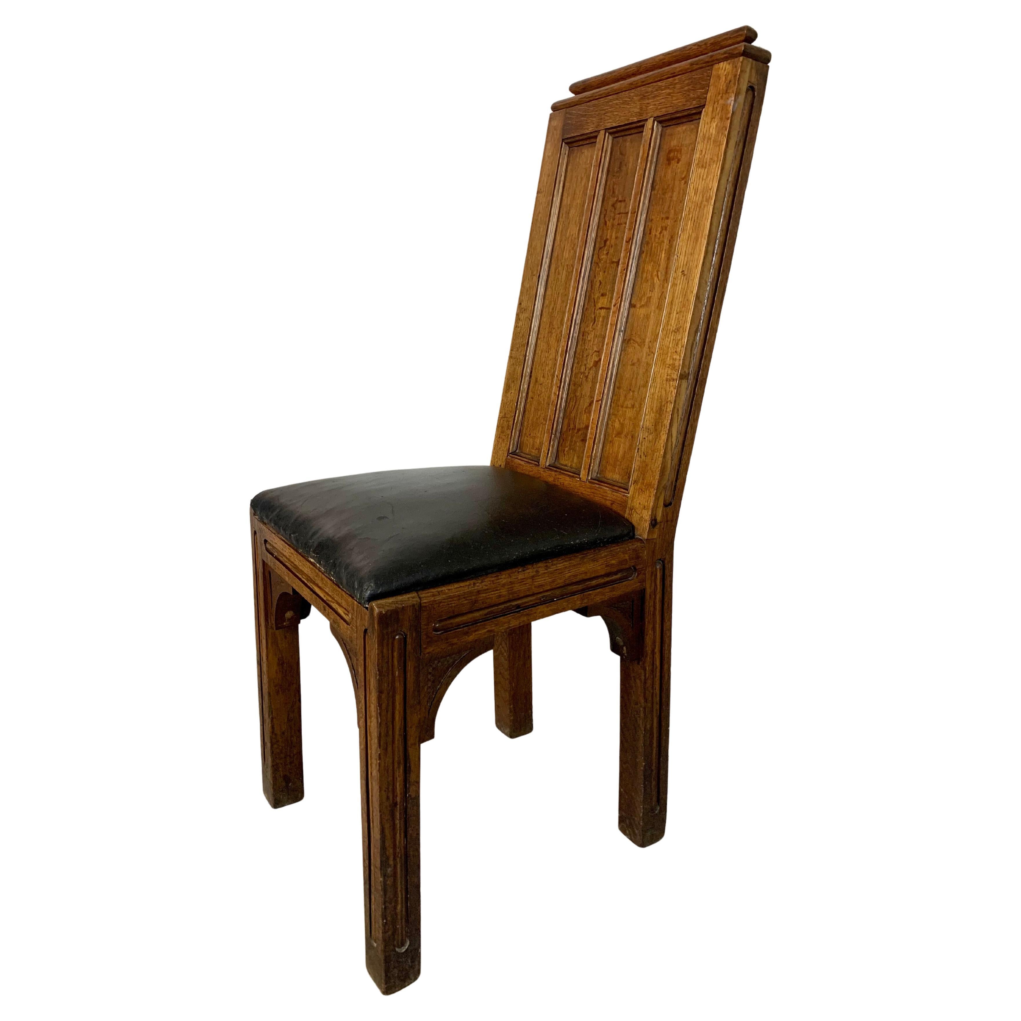 Arts & Crafts Quarter Sawn Oak Hall Chair For Sale