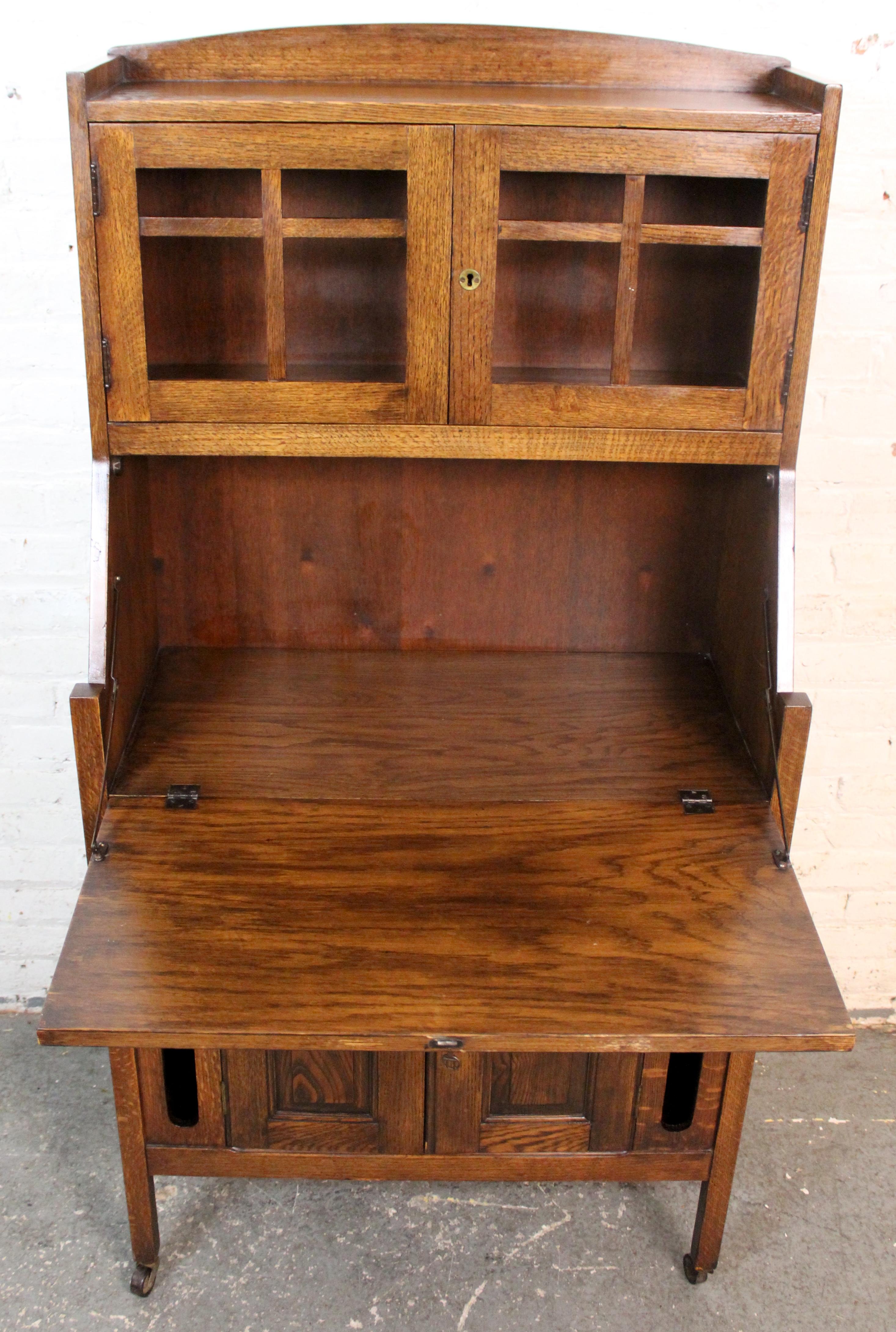 Segreteria Arts & Crafts Quartersawn Oak in vendita 3