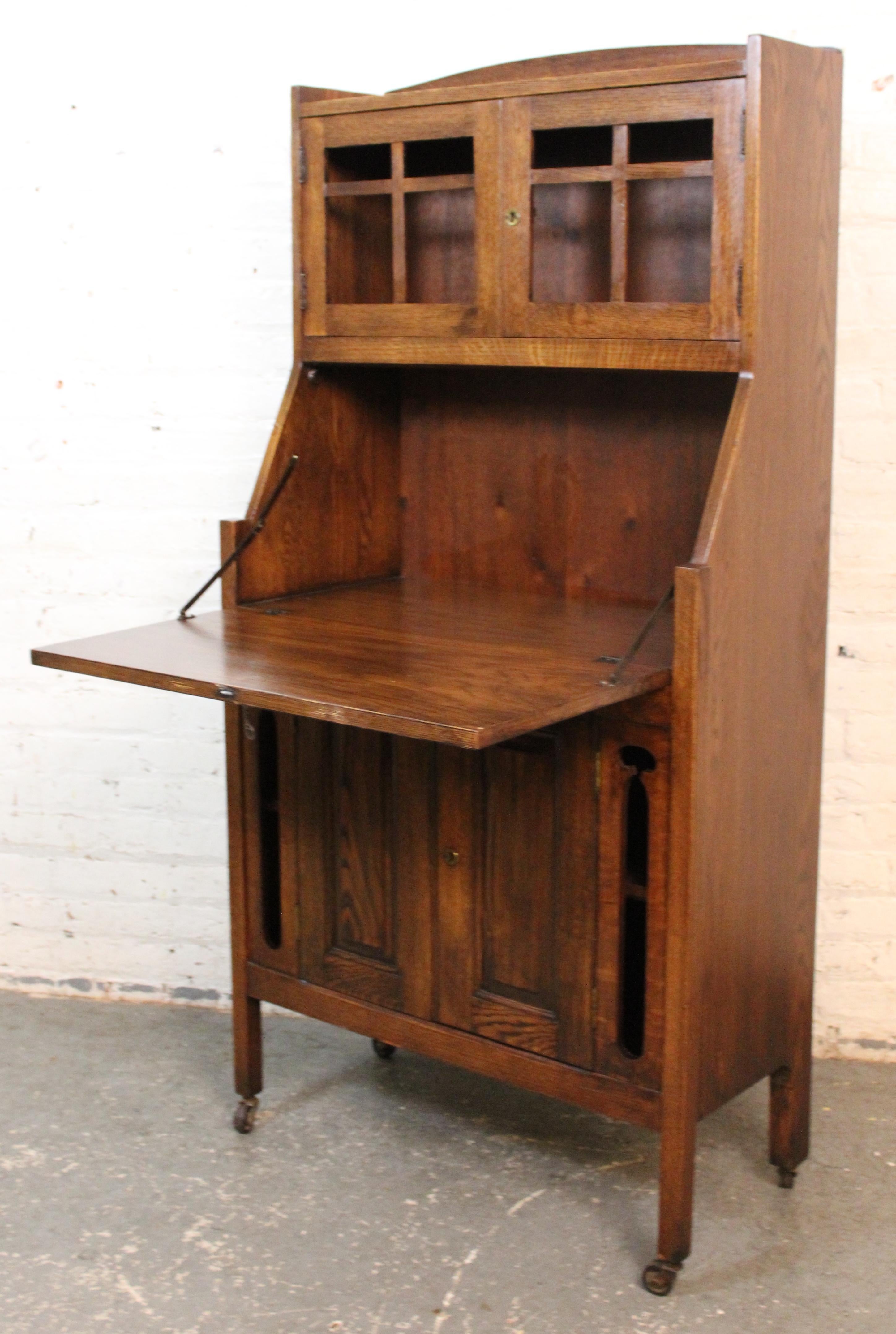 Arts and Crafts Segreteria Arts & Crafts Quartersawn Oak in vendita