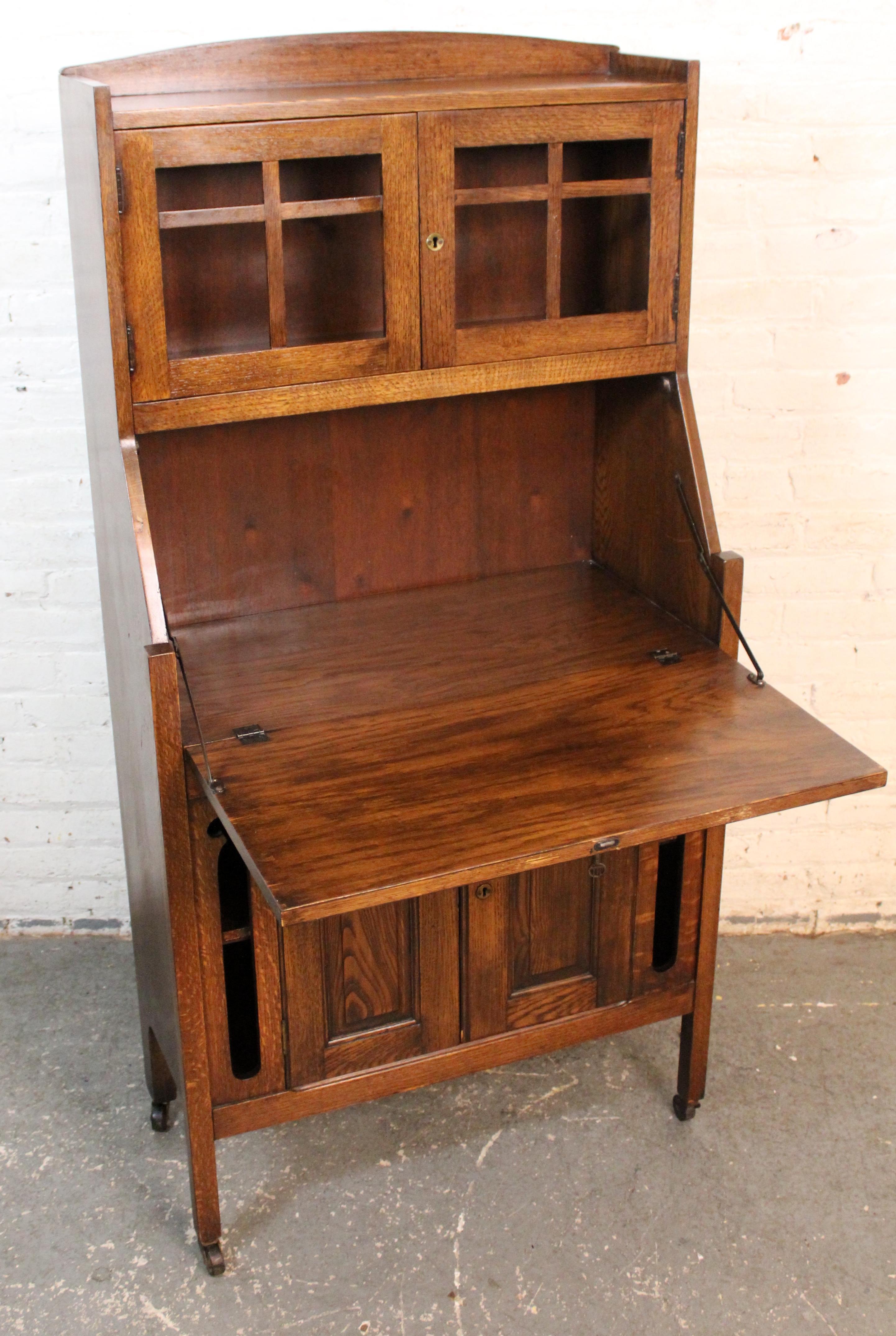 Segreteria Arts & Crafts Quartersawn Oak in vendita 2