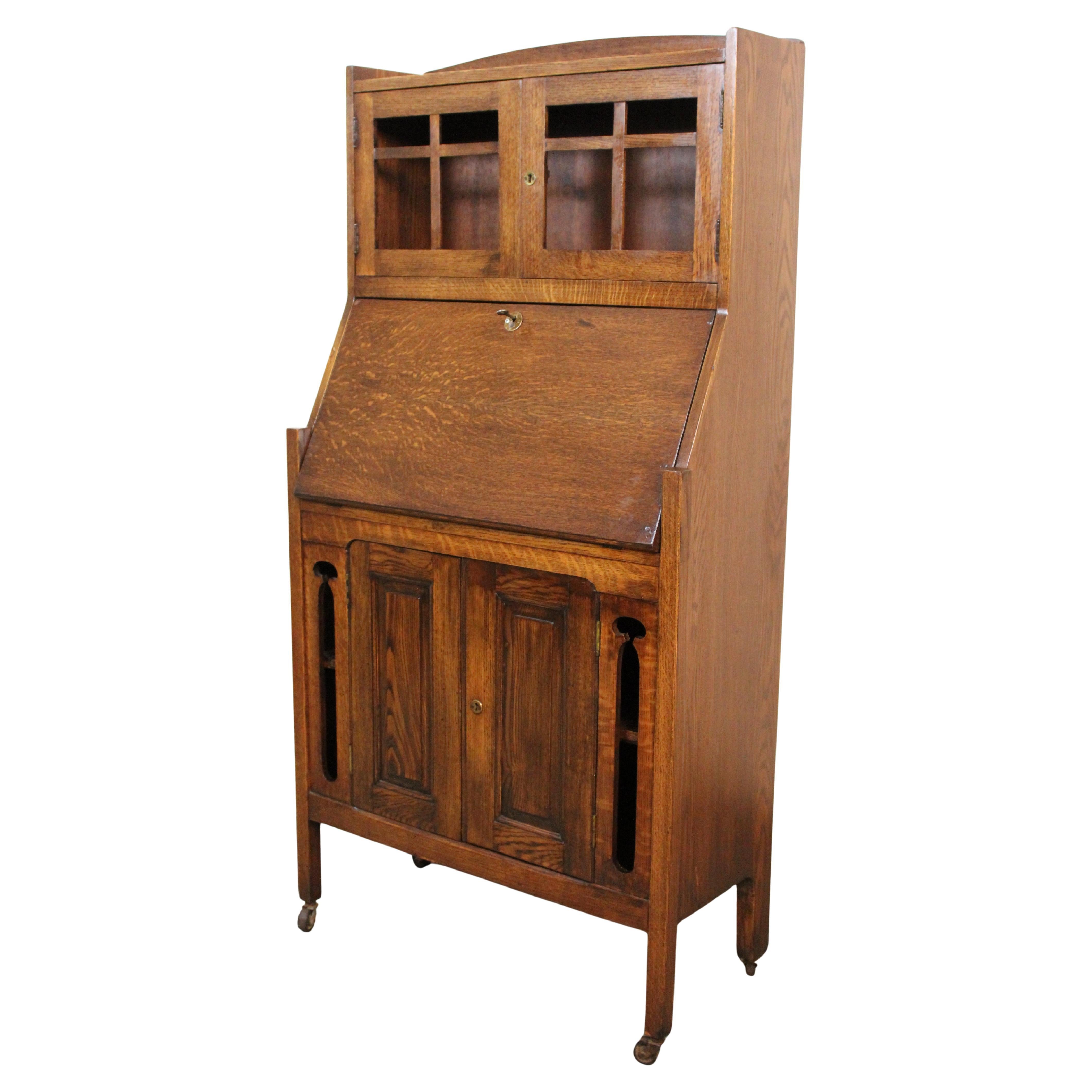 Arts & Crafts Quartersawn Oak Secretary