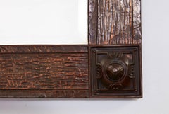 Arts & Crafts Rectangular Copper "Bark" Mirror