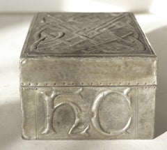 Arts & Crafts Repousse Pewter Cigarette Box in the Style of Archibald Knox