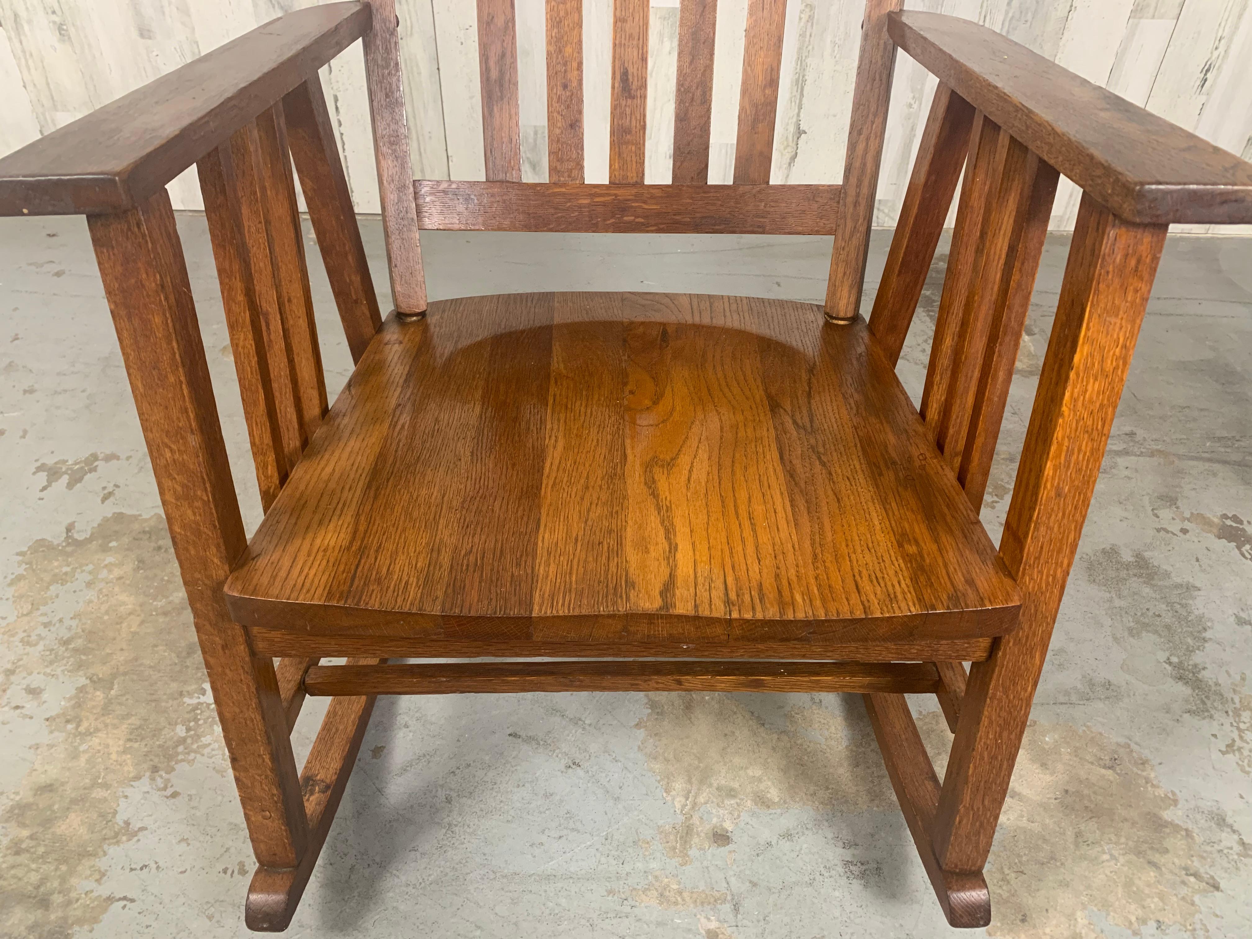 Oak Arts & Crafts Rocking Chair For Sale