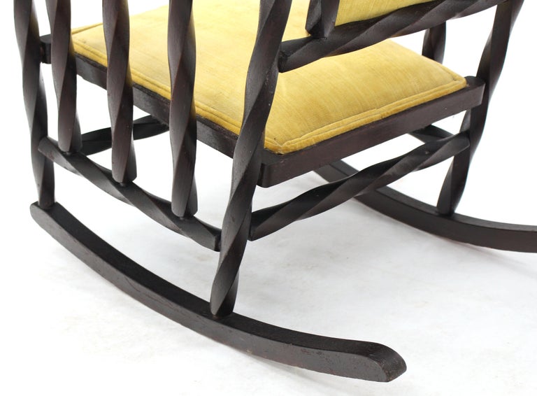 Arts and Crafts Rocking Chair of "Twisted" Wood Frame For Sale at 1stDibs