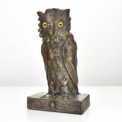 Tintero de hierro forjado con forma de búho Arts & Crafts de Goberg Hugo Berger Antique