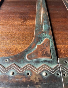 Arts & Crafts Set of 4 Patinated Brass Strap Hinges