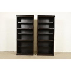Arts & Crafts Shaker Dark Cherry Wood Tall Bookcases, Pair
