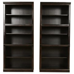 Arts & Crafts Shaker Dark Cherry Wood Tall Bookcases, Pair