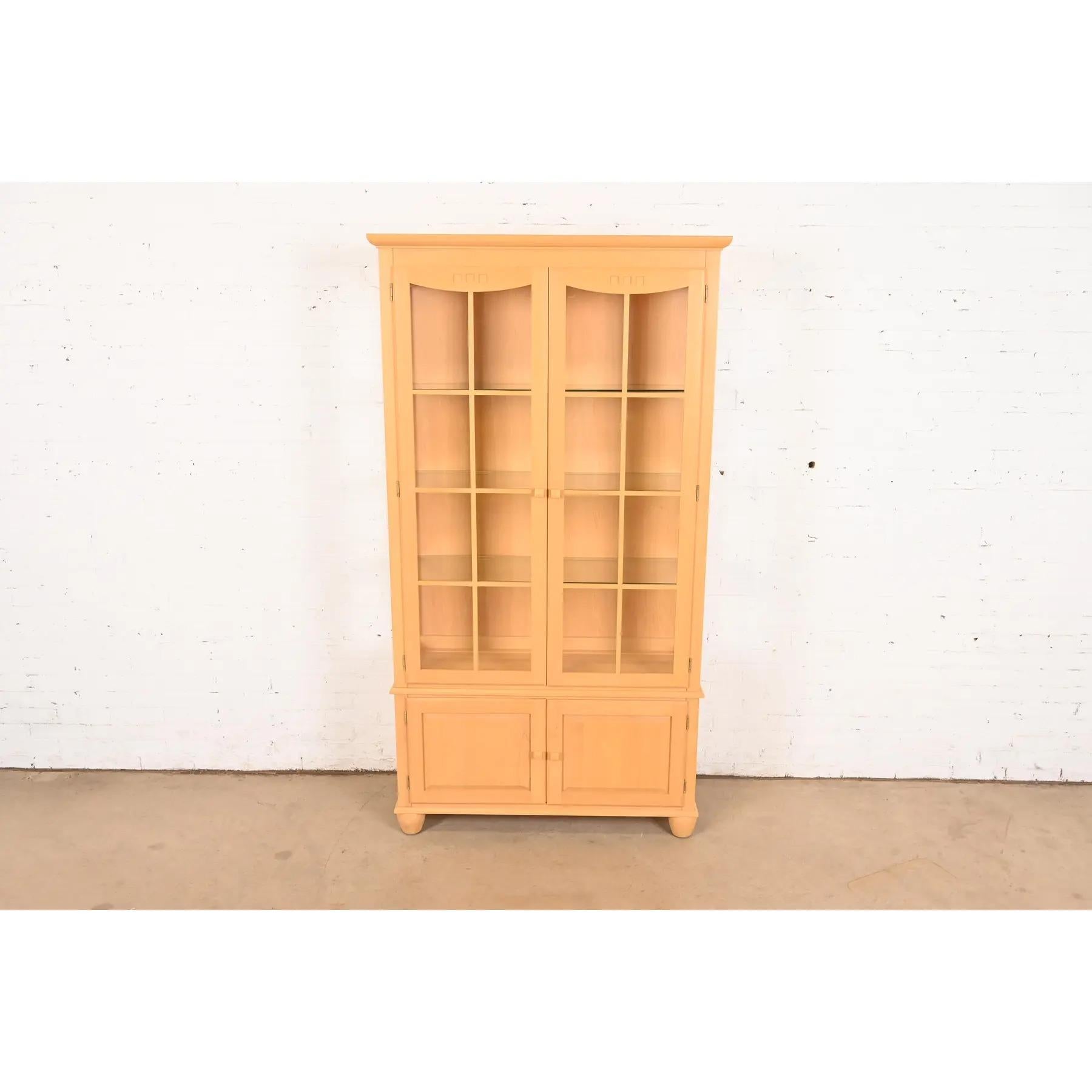 Arts and Crafts Arts & Crafts Shaker Maple Lighted Bookcase Cabinet For Sale