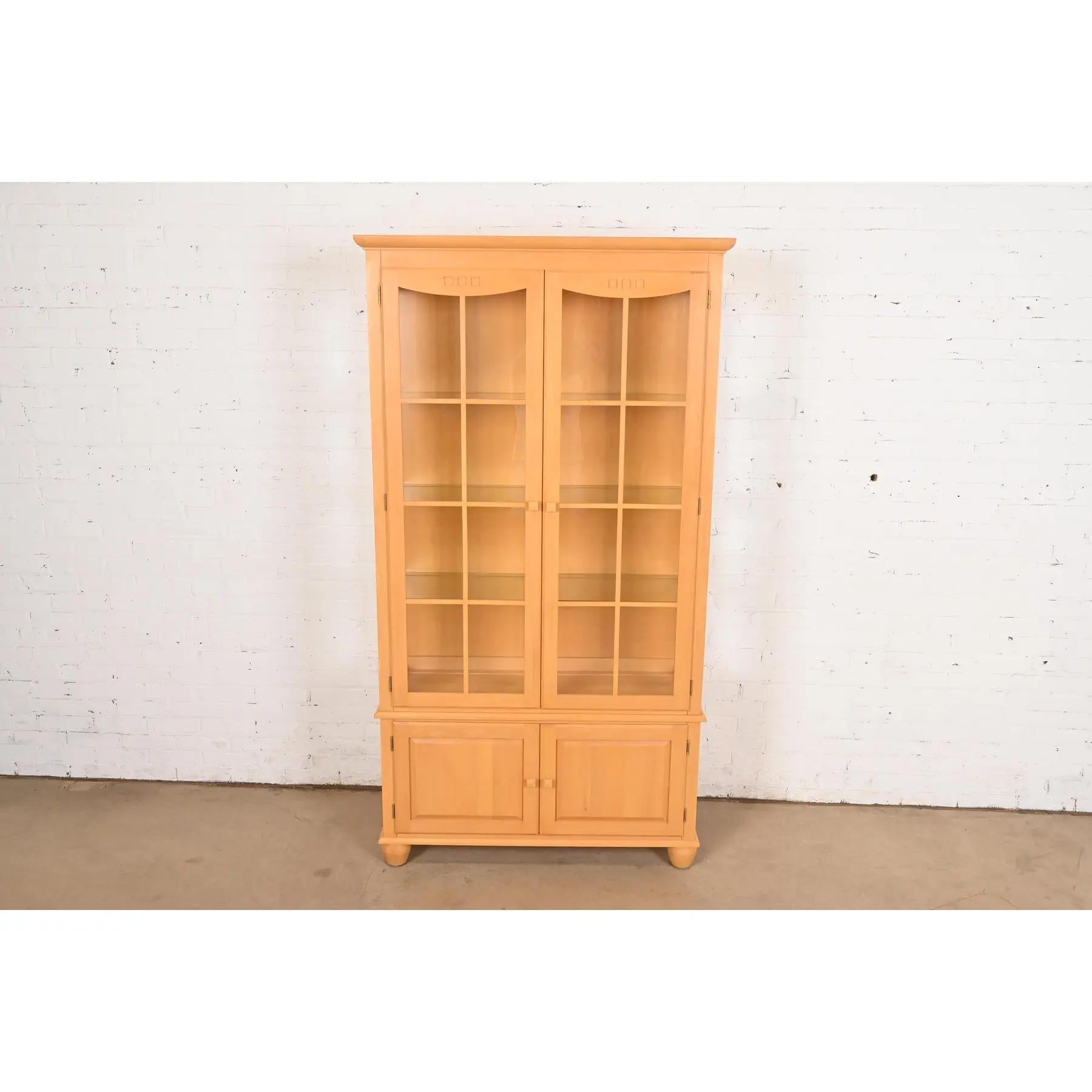 Arts and Crafts Arts & Crafts Shaker Maple Lighted Bookcase Cabinet For Sale
