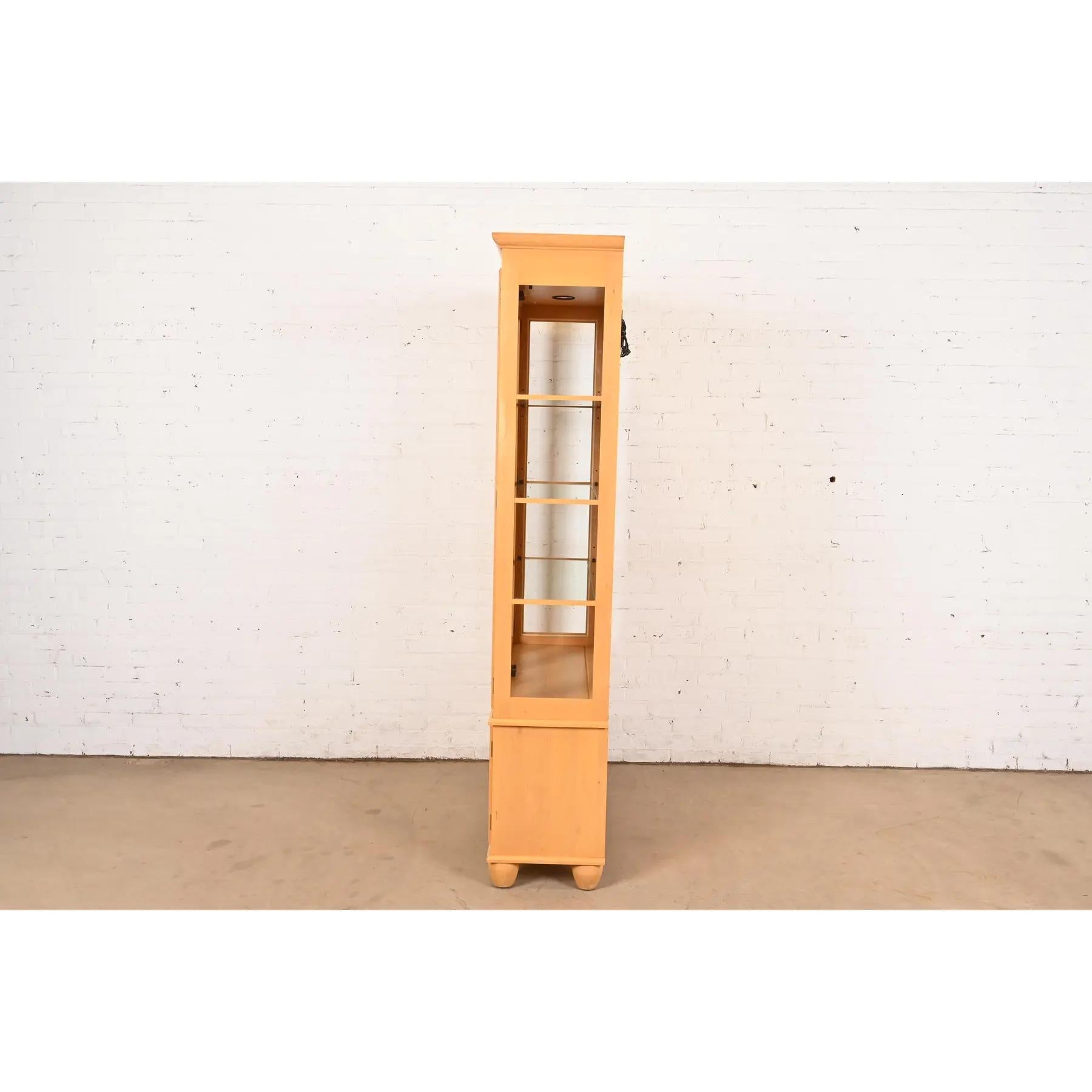 Arts & Crafts Shaker Maple Lighted Bookcase Cabinet For Sale 1