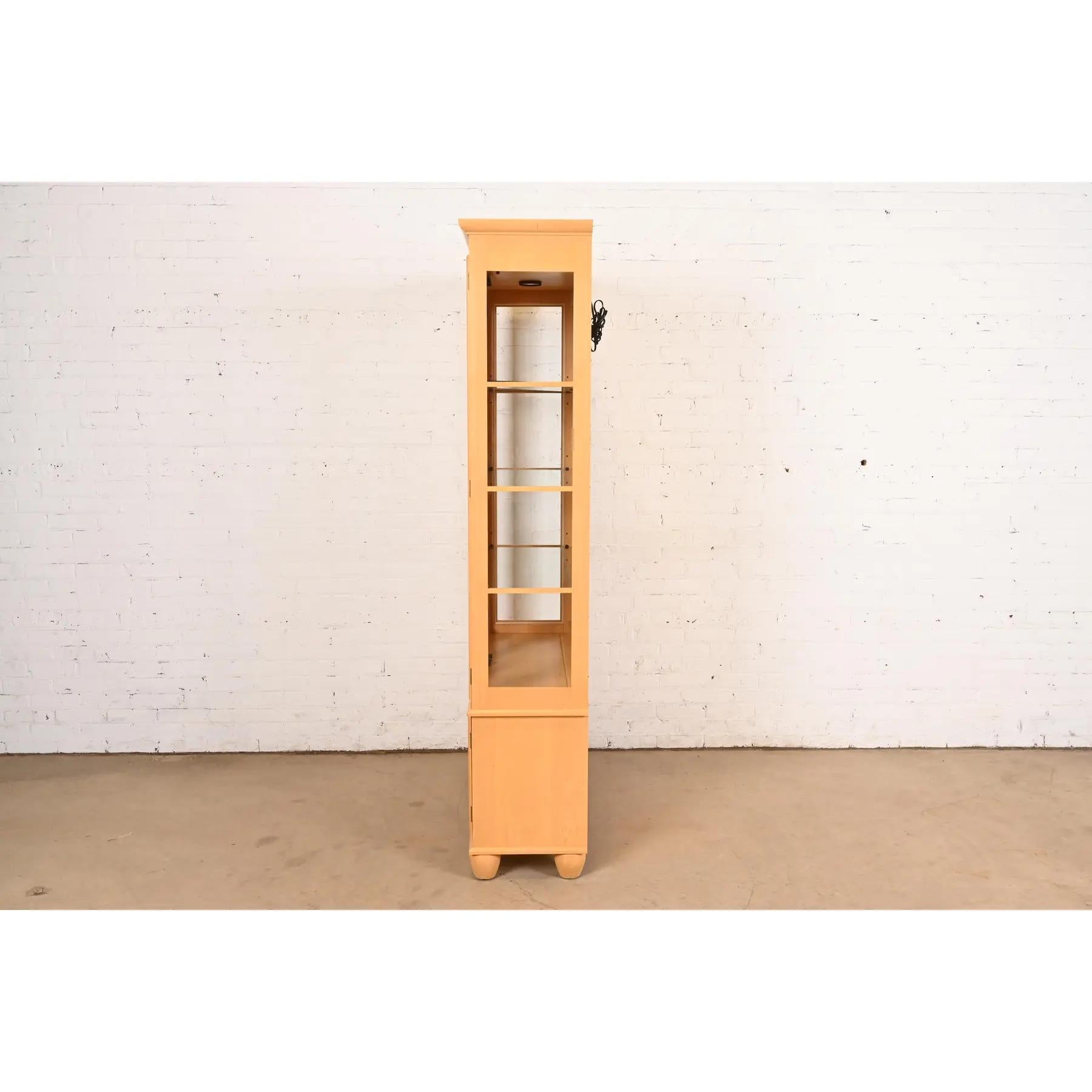 Arts & Crafts Shaker Maple Lighted Bookcase Cabinet For Sale 2