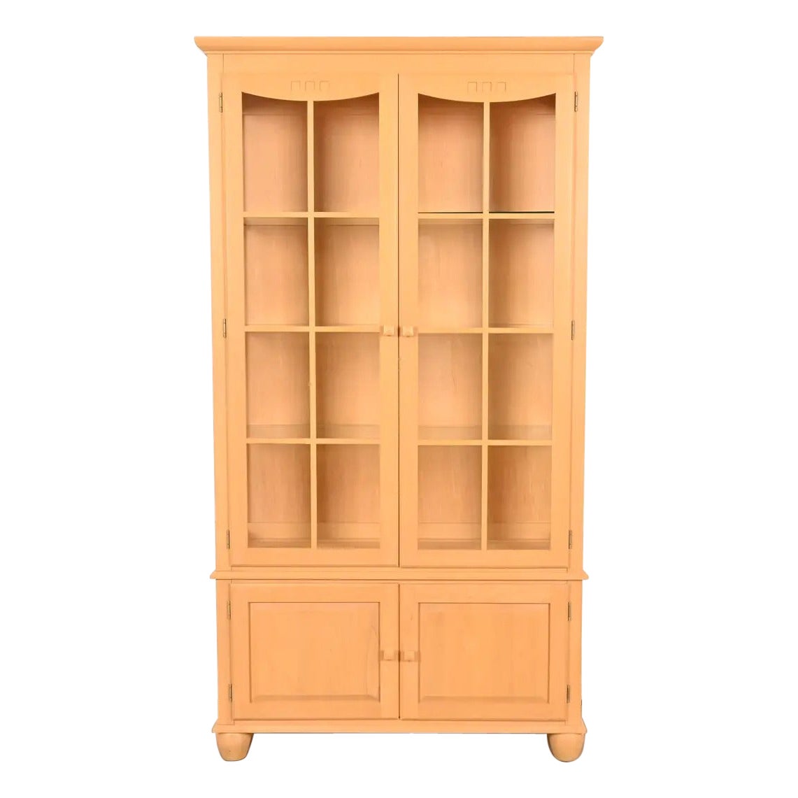 Arts & Crafts Shaker Maple Lighted Bookcase Cabinet For Sale