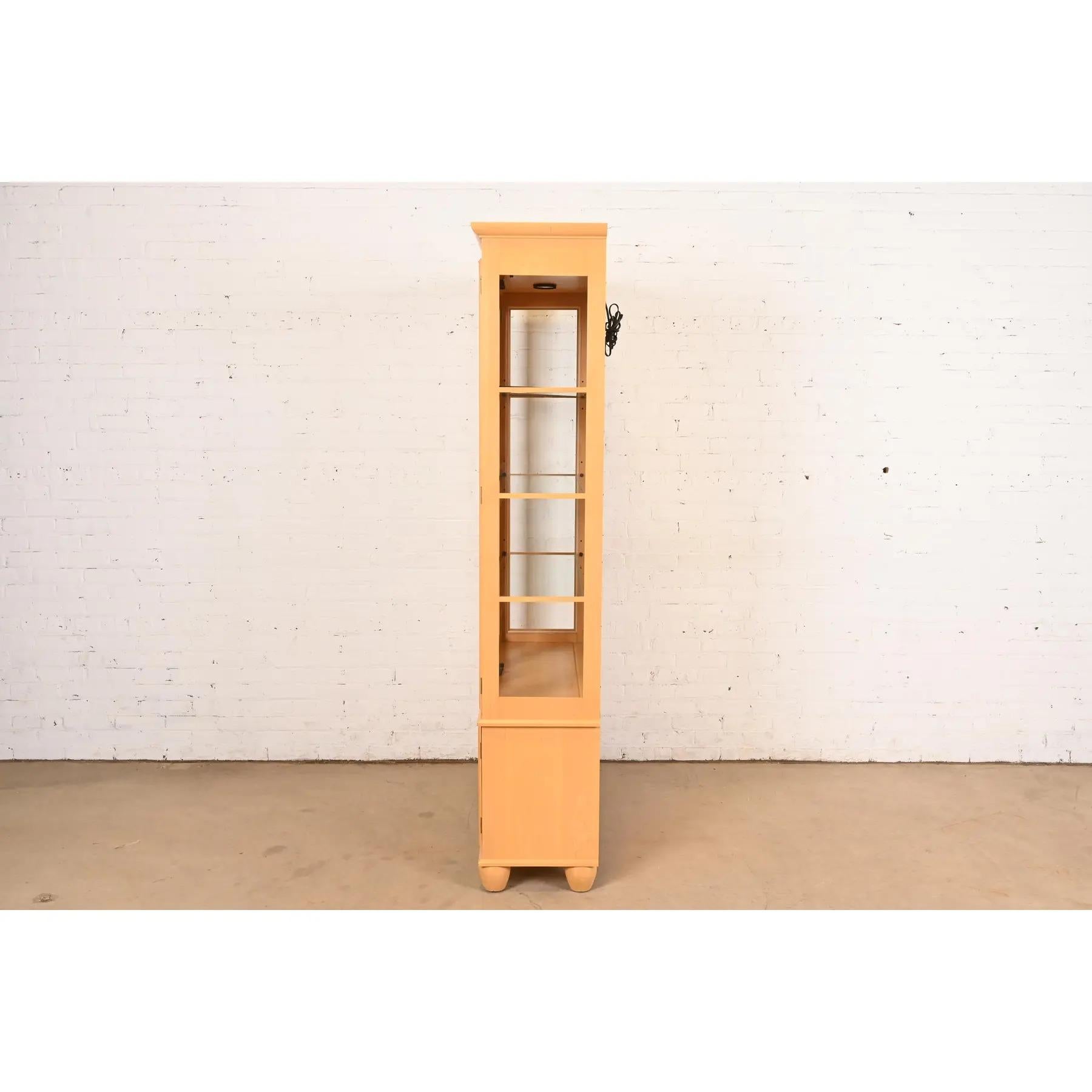 Arts & Crafts Shaker Maple Lighted Bookcase Cabinets, Pair For Sale 3