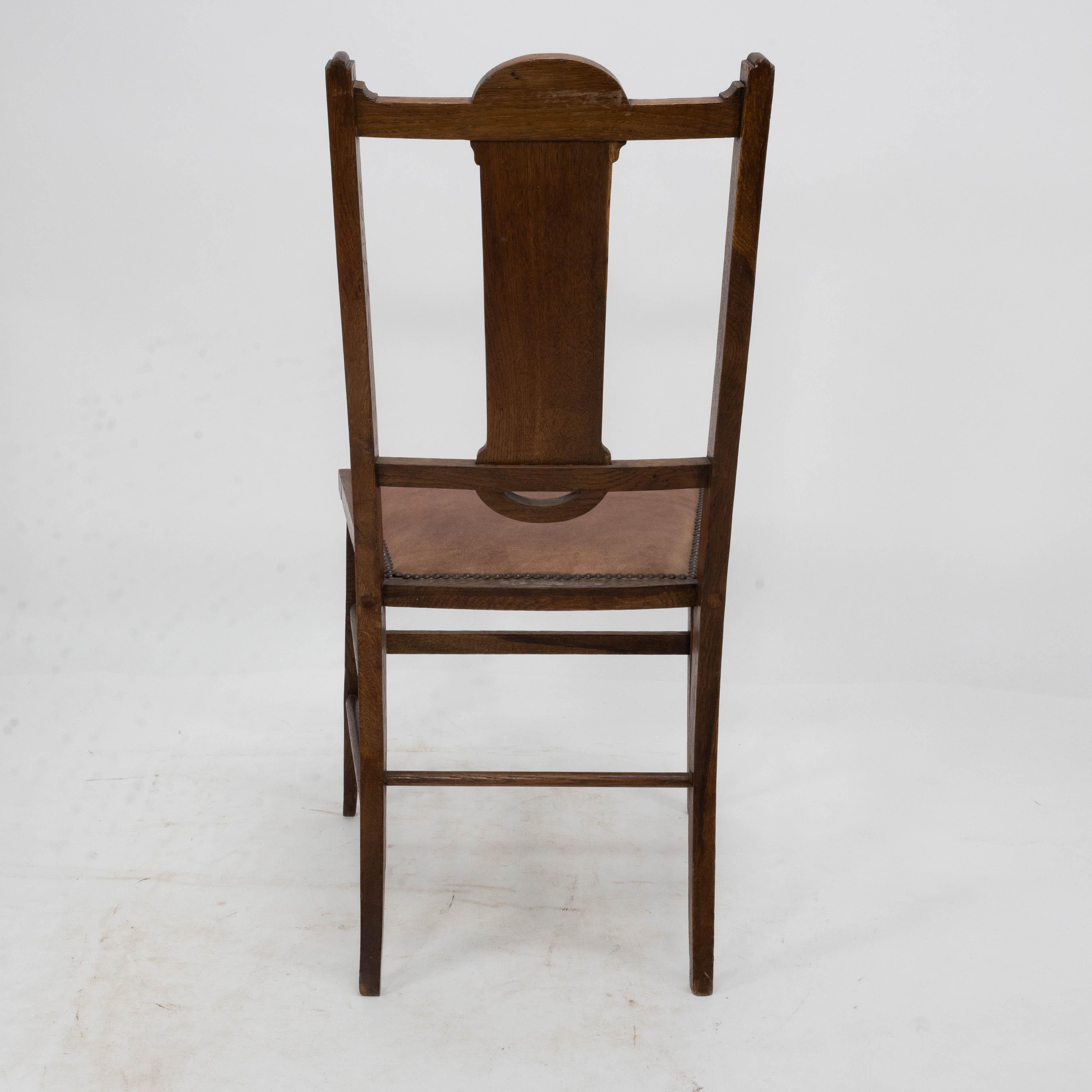 Waring & Gillow probablement. Chaise d'appoint Arts & Crafts avec incrustations d'ébène et d'étain en vente 7