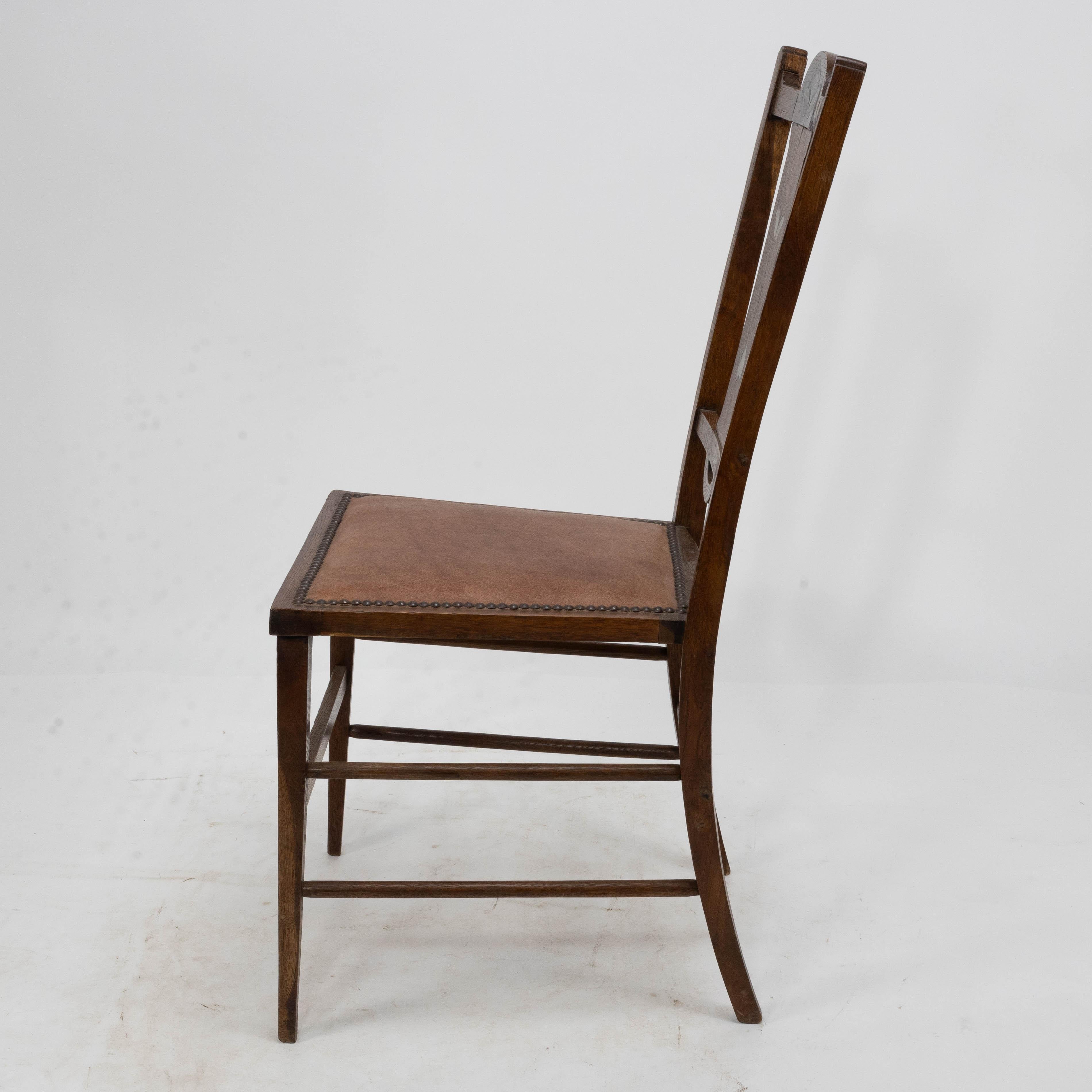Britannique Waring & Gillow probablement. Chaise d'appoint Arts & Crafts avec incrustations d'ébène et d'étain en vente
