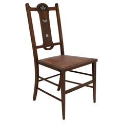 Waring & Gillow probably. Arts & Crafts Side Chair with Ebony and Pewter Inlays