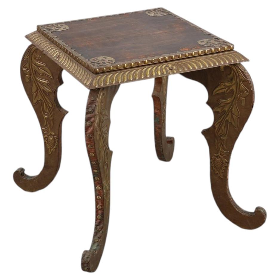 Table d'appoint Arts & Crafts en Oak Oak et cuivre, Royaume-Uni vers 1910 en vente