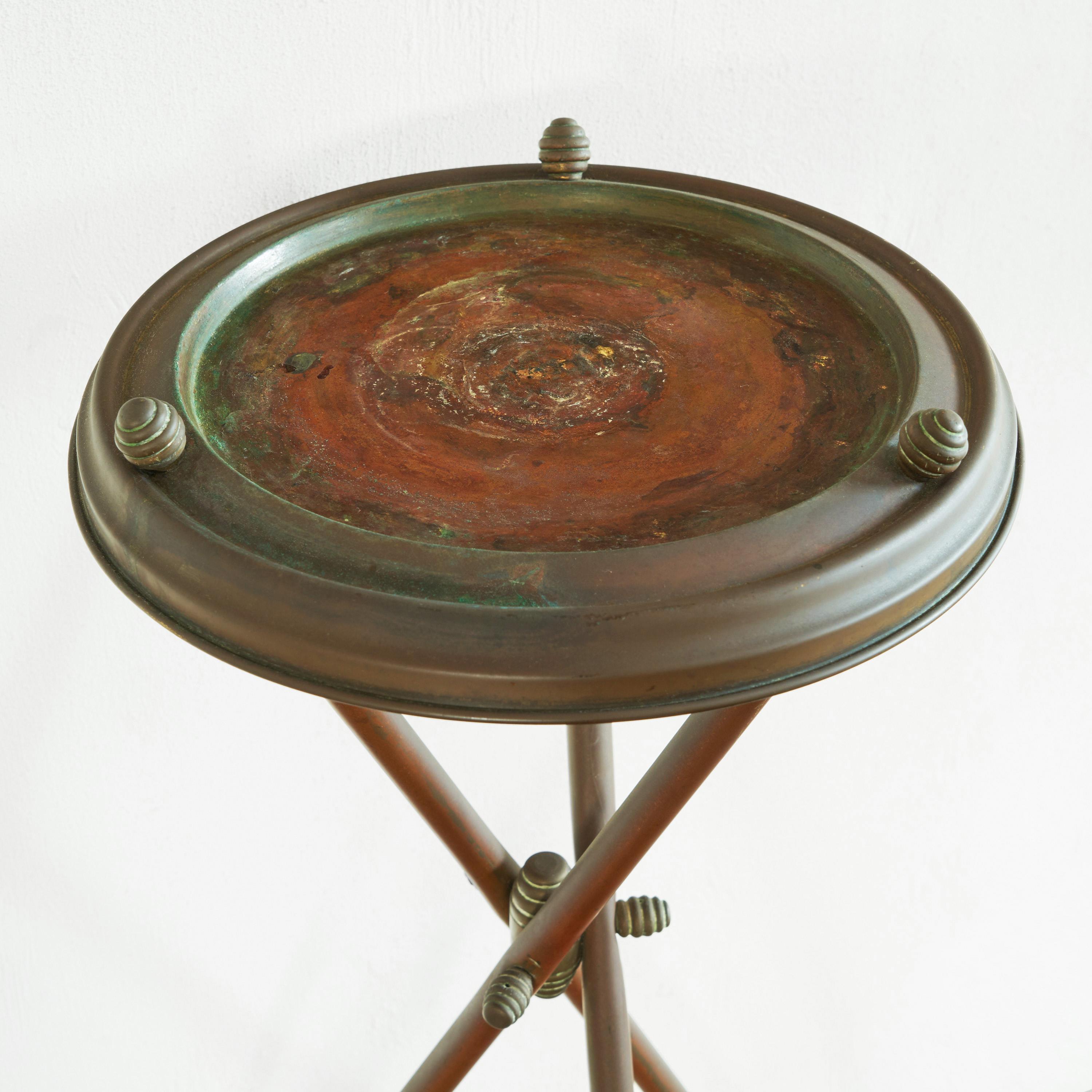Hand-Crafted Arts & Crafts Side Table in Wonderfully Patinated Copper For Sale