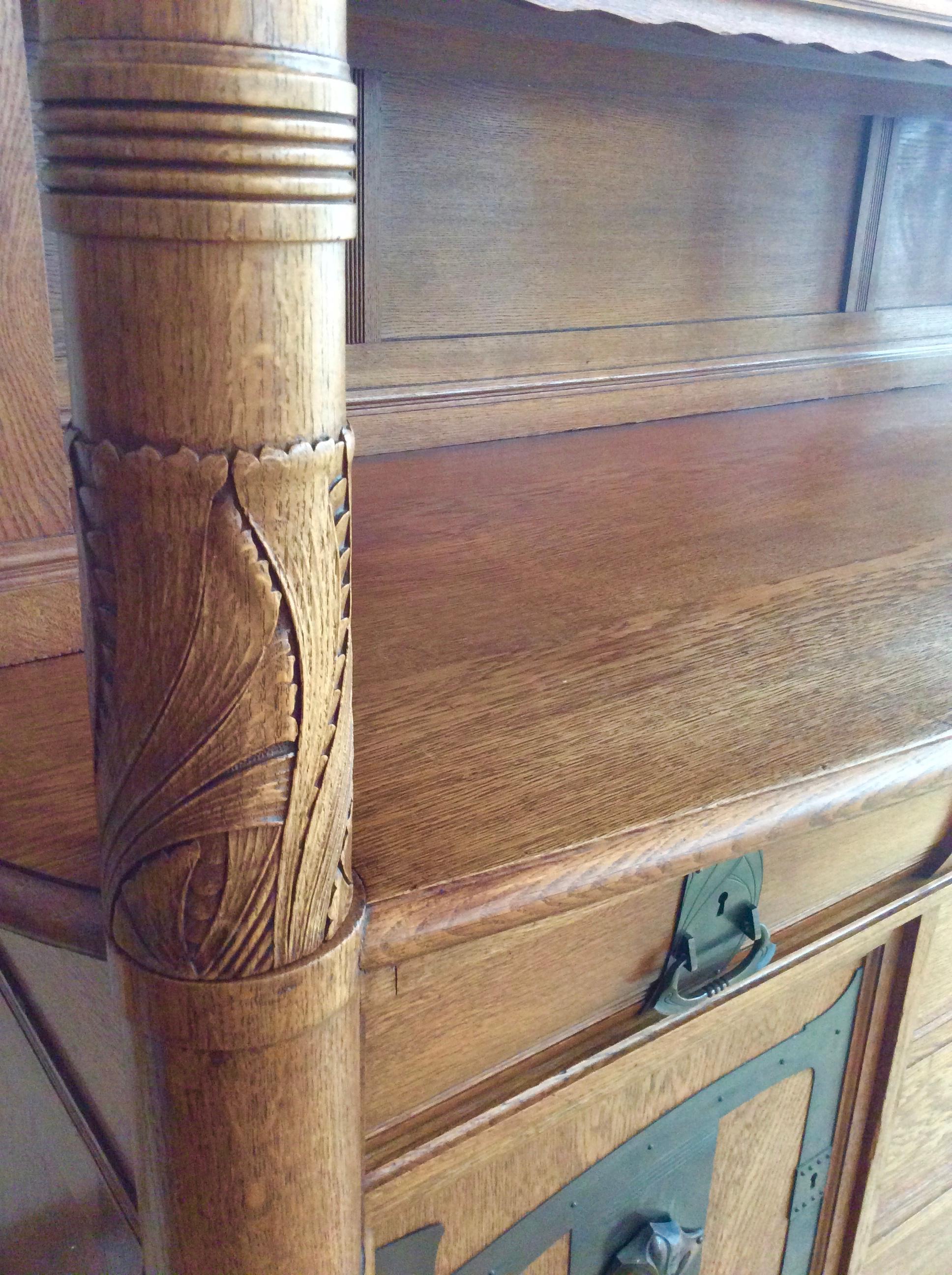 Carved Arts & Crafts Sideboard, Early 20th Century For Sale