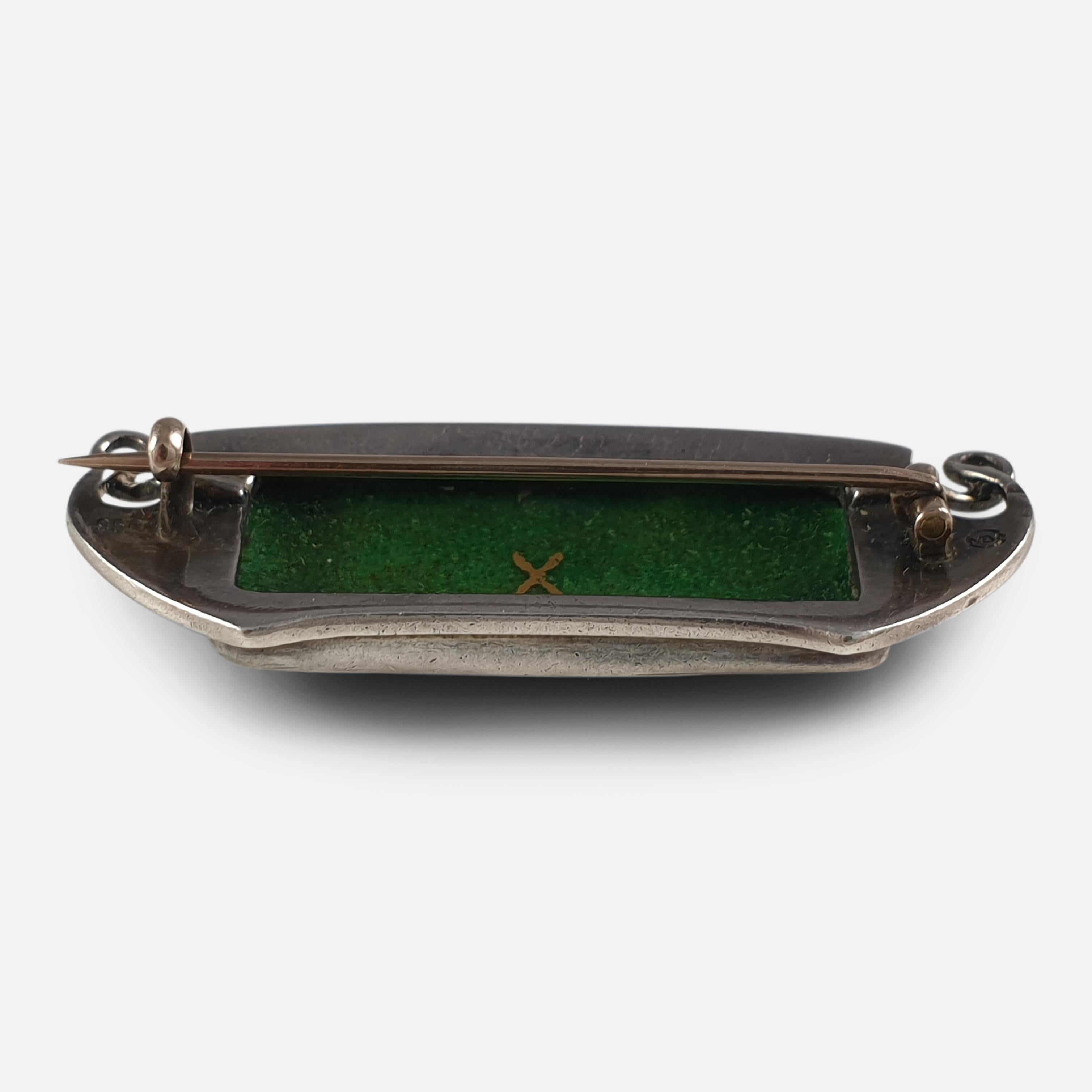 Arts & Crafts Silver and Enamel Plaque Brooch, Murrle Bennett & Co., circa 1910 For Sale 5
