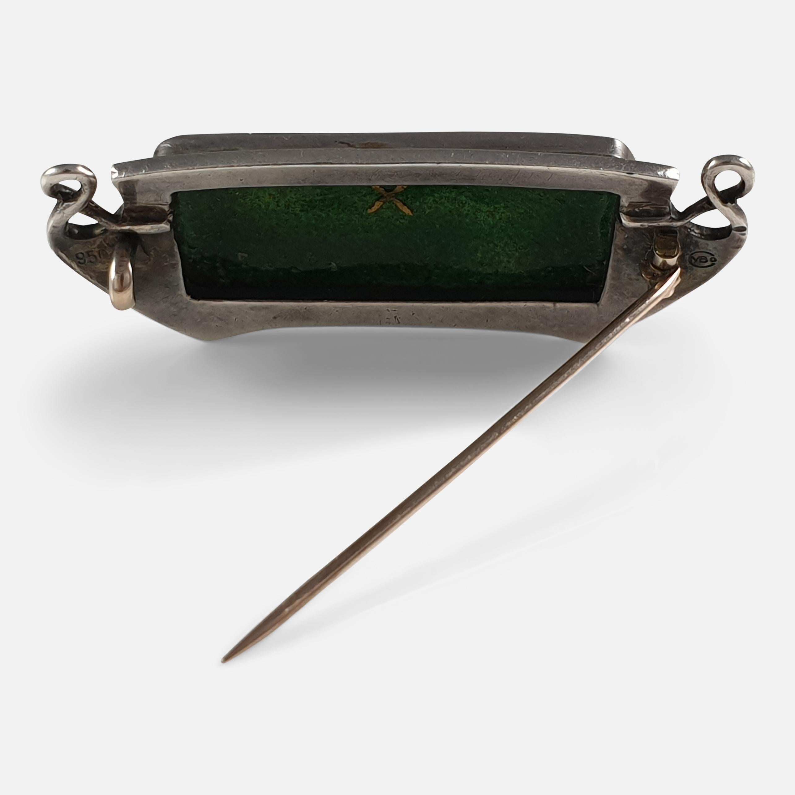 Arts & Crafts Silver and Enamel Plaque Brooch, Murrle Bennett & Co., circa 1910 For Sale 8
