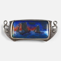 Arts & Crafts Silver and Enamel Plaque Brooch, Murrle Bennett & Co., circa 1910
