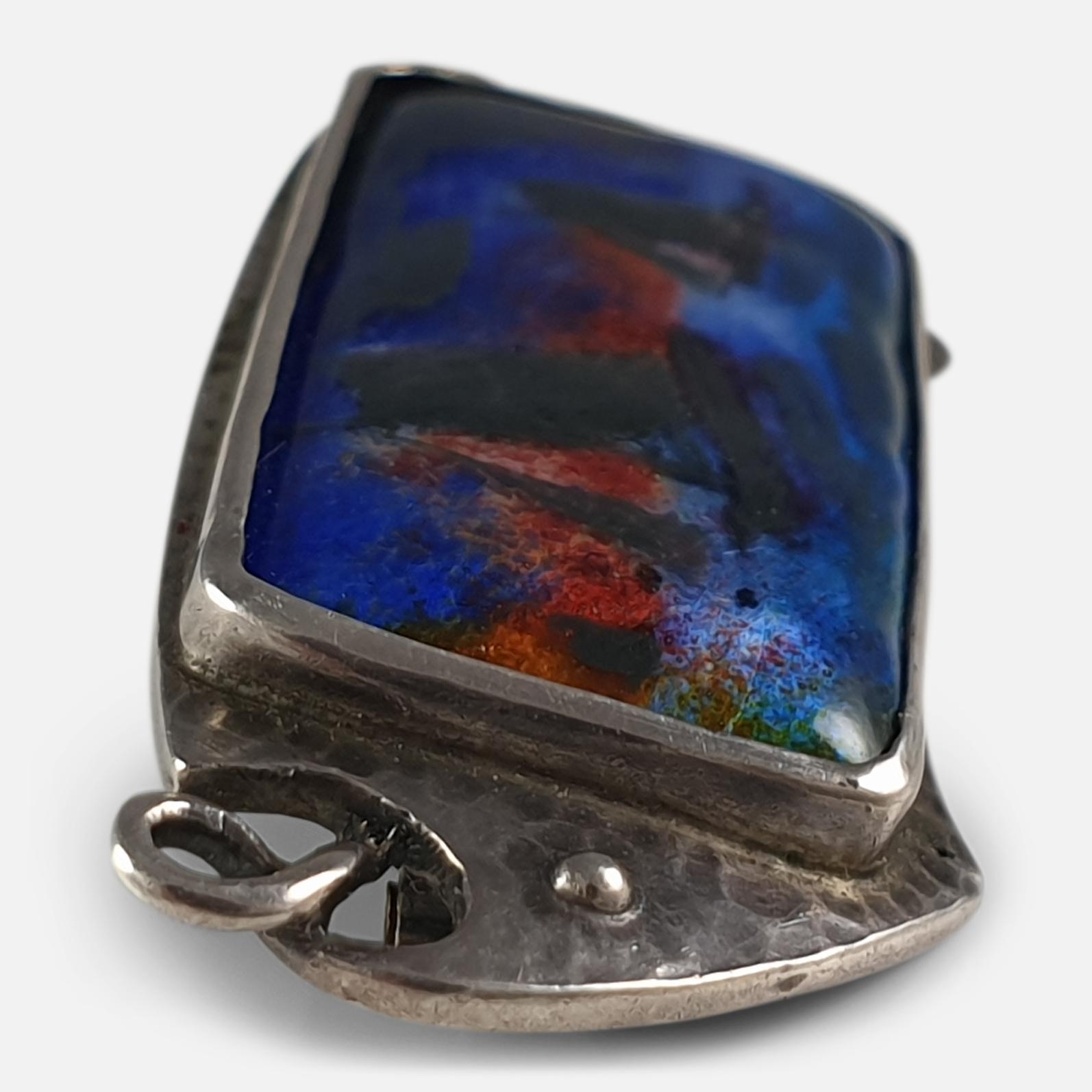 Arts & Crafts Silver and Enamel Plaque Brooch, Murrle Bennett & Co., circa 1910 In Good Condition For Sale In Glasgow, GB