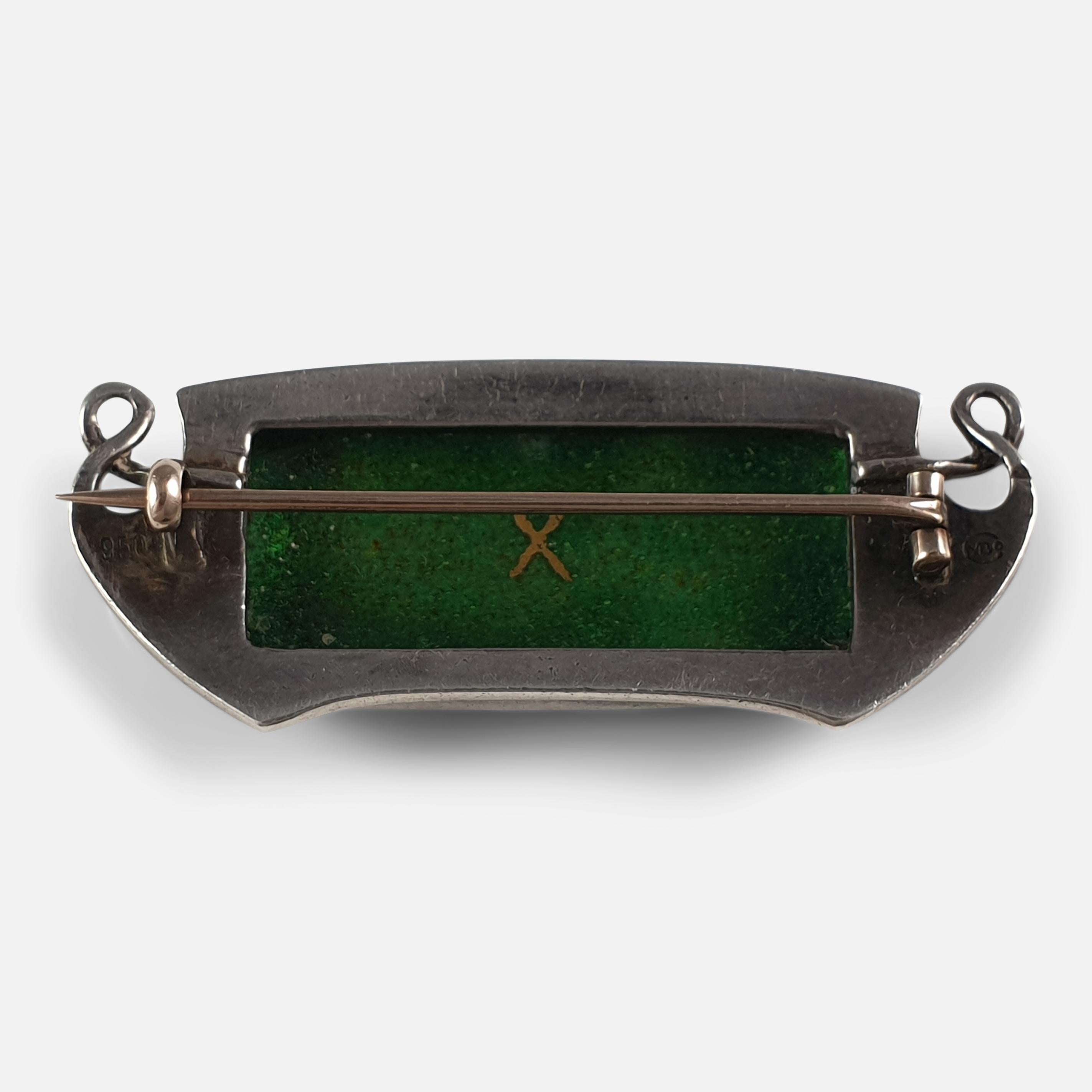 Arts & Crafts Silver and Enamel Plaque Brooch, Murrle Bennett & Co., circa 1910 For Sale 4