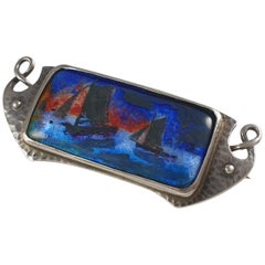Arts & Crafts Silver and Enamel Plaque Brooch, Murrle Bennett & Co., circa 1910