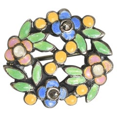 Arts & Crafts Silver Enamel Pin by Bernard Instone, Circa 1930