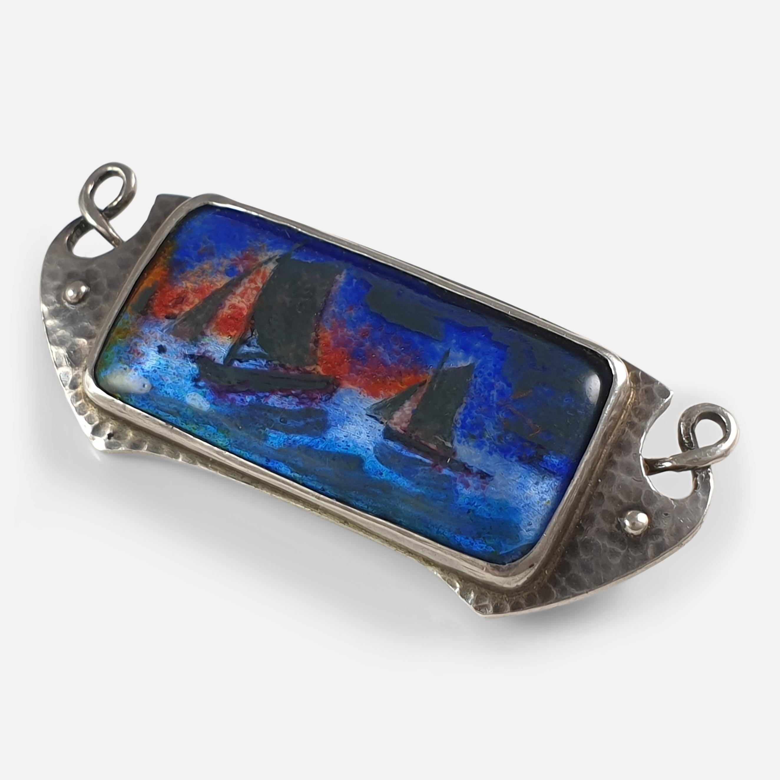 Arts & Crafts Silver and Enamel Plaque Brooch, Murrle Bennett & Co., circa 1910 For Sale 7