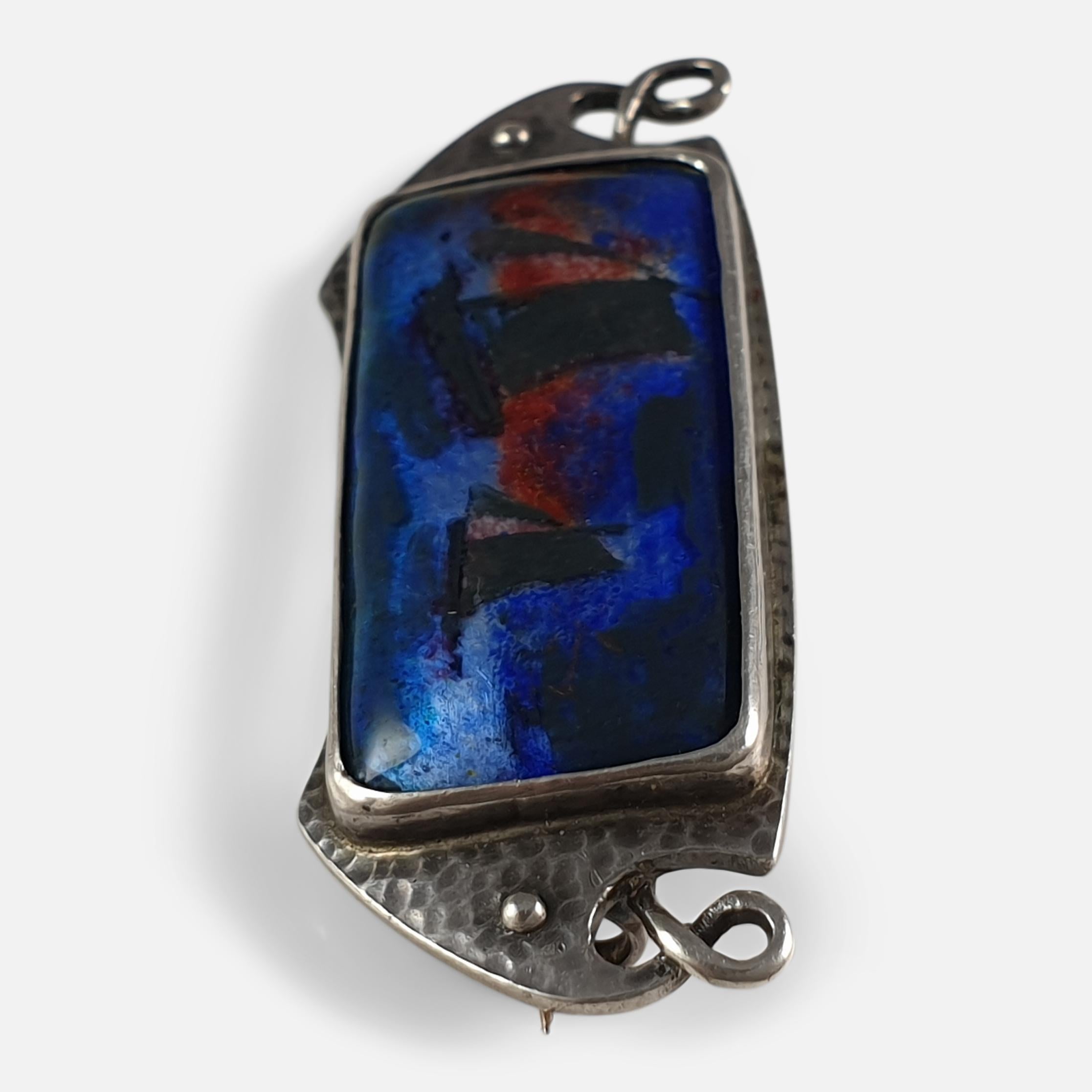 Arts & Crafts Silver and Enamel Plaque Brooch, Murrle Bennett & Co., circa 1910 For Sale 1