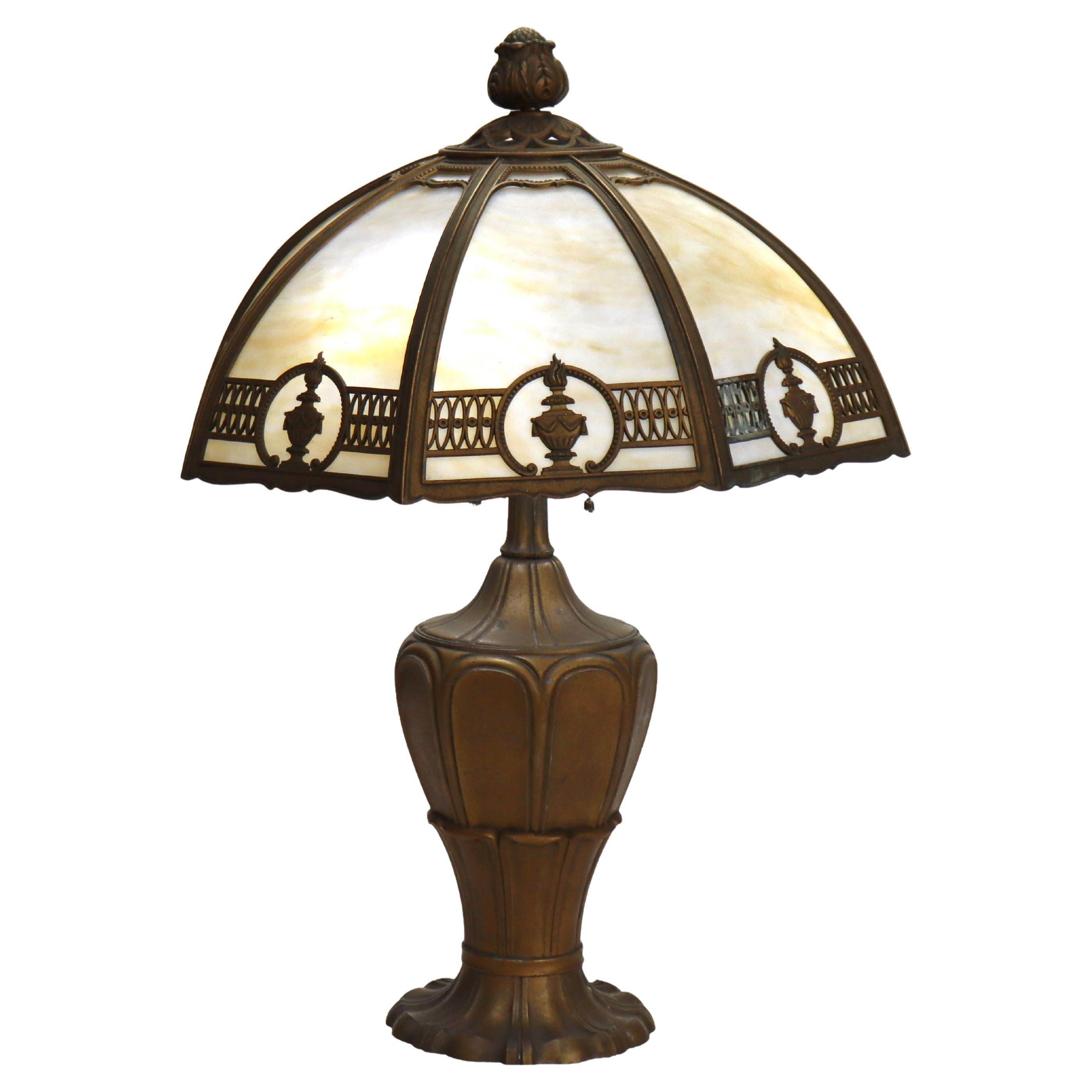 Arts & Crafts Slag Glass Table Lamp 20thC