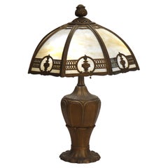 Arts & Crafts Slag Glass Table Lamp 20thC