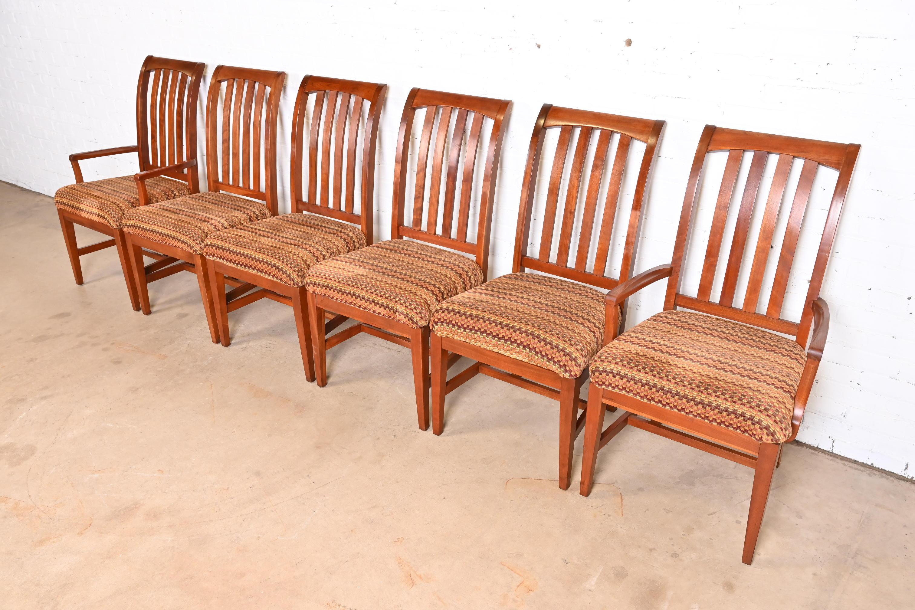 Arts and Crafts Arts & Crafts Solid Cherry Wood Dining Chairs, Set of Six For Sale