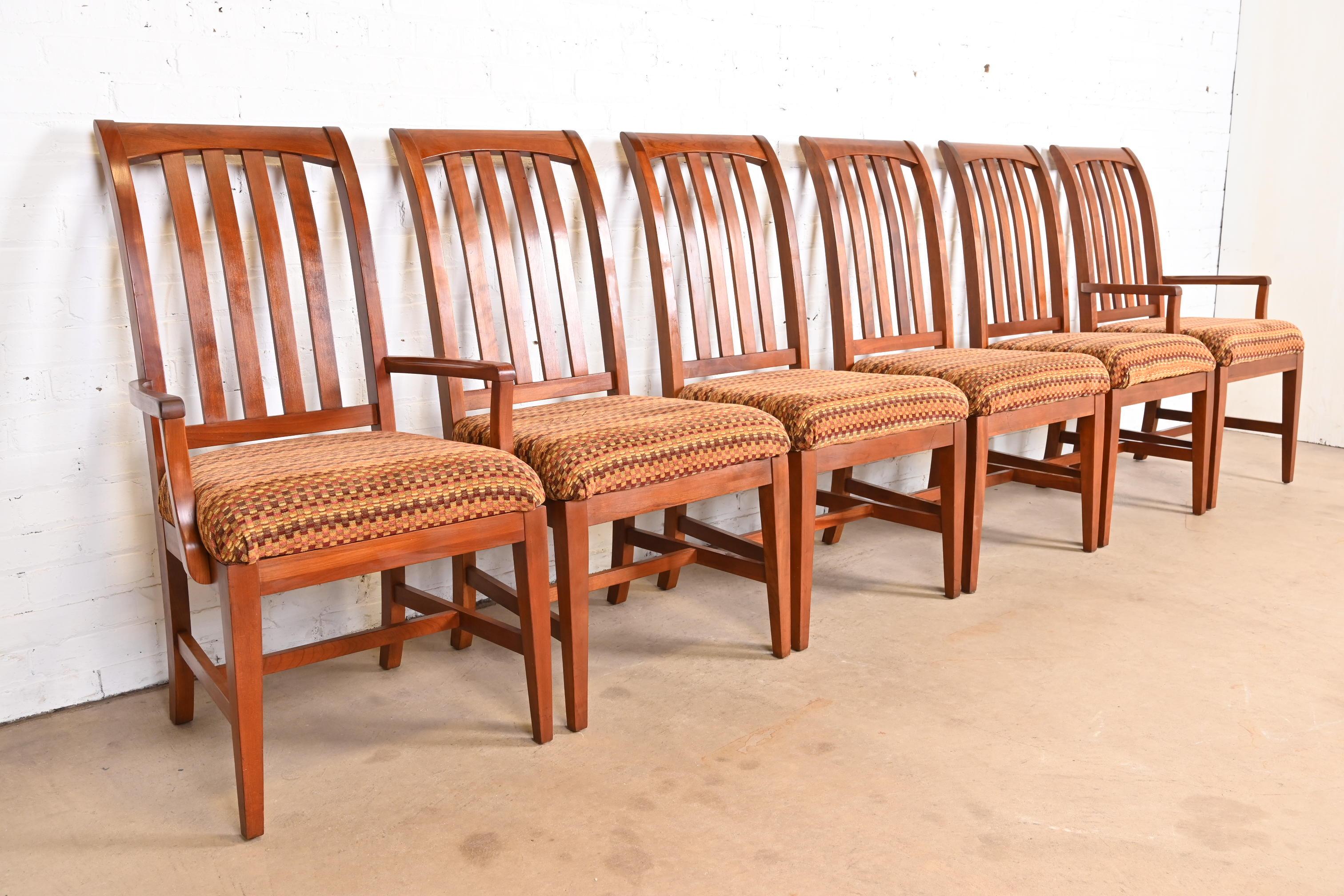 20th Century Arts & Crafts Solid Cherry Wood Dining Chairs, Set of Six For Sale