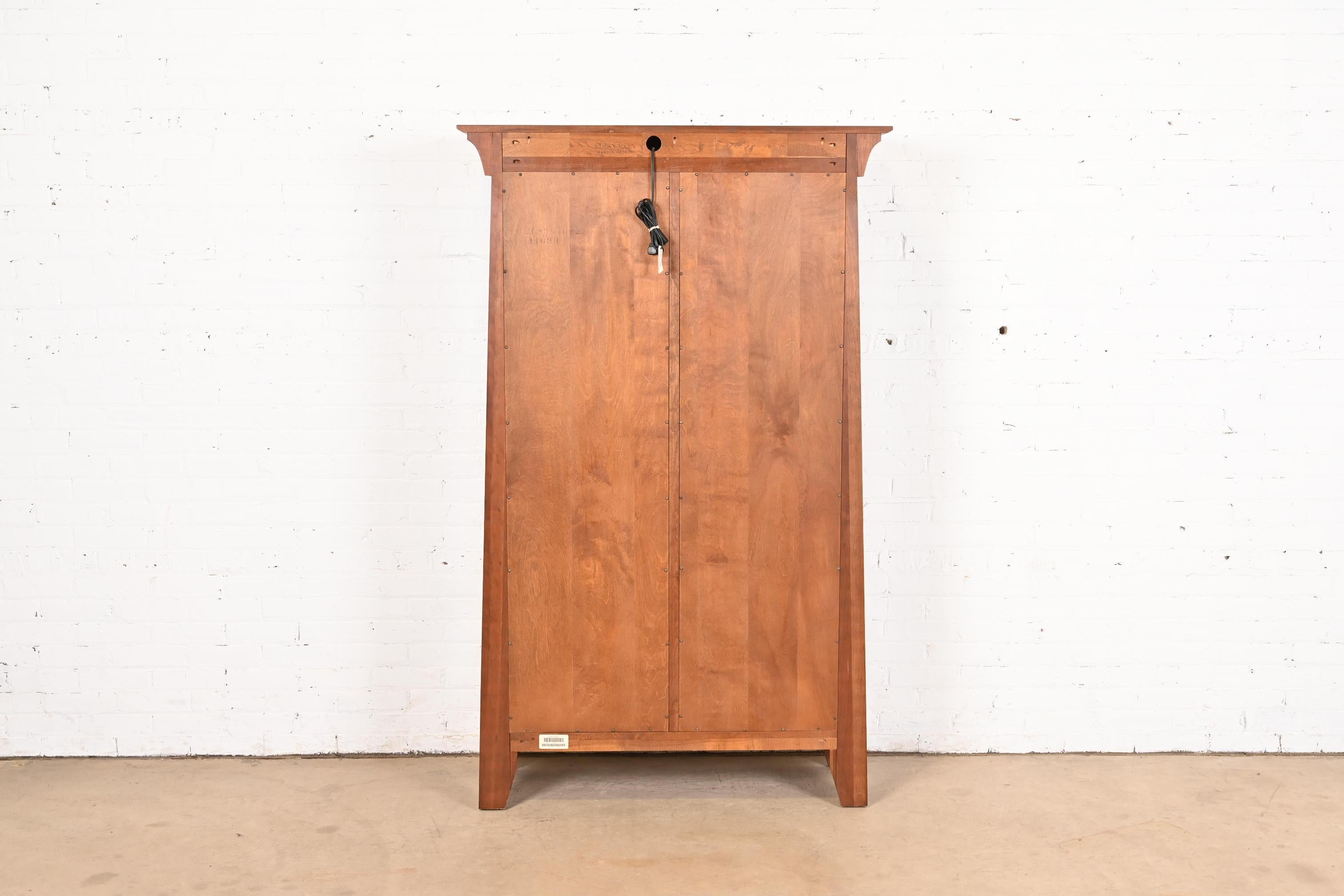 Arts & Crafts Solid Cherry Wood Lighted Bookcase or Display Cabinet 3